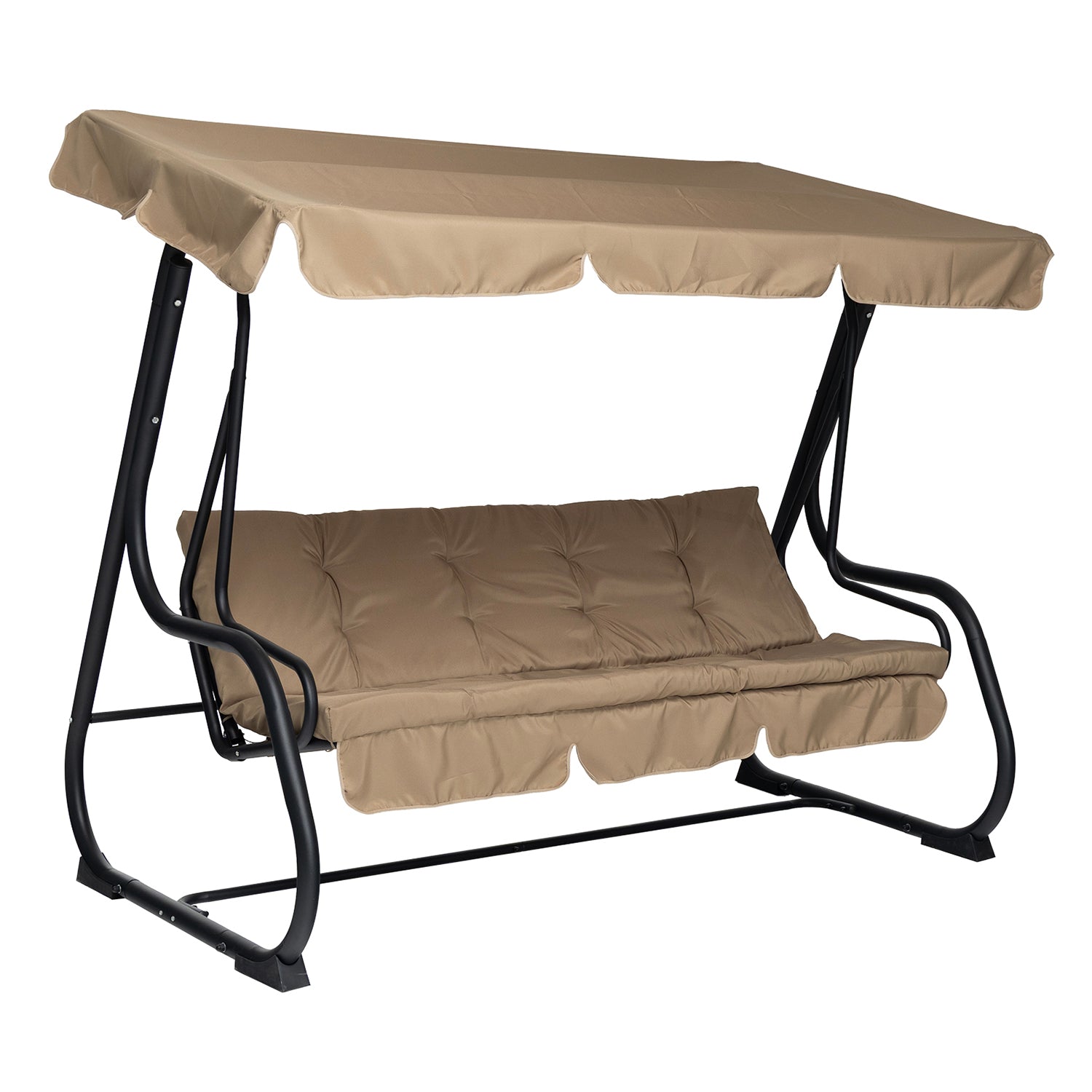 VESTIAMO CASA GIARDINO - Dondolo Reclinabile 3 Posti Camel con Struttura in Acciaio Antracite - h165x232x125 cm