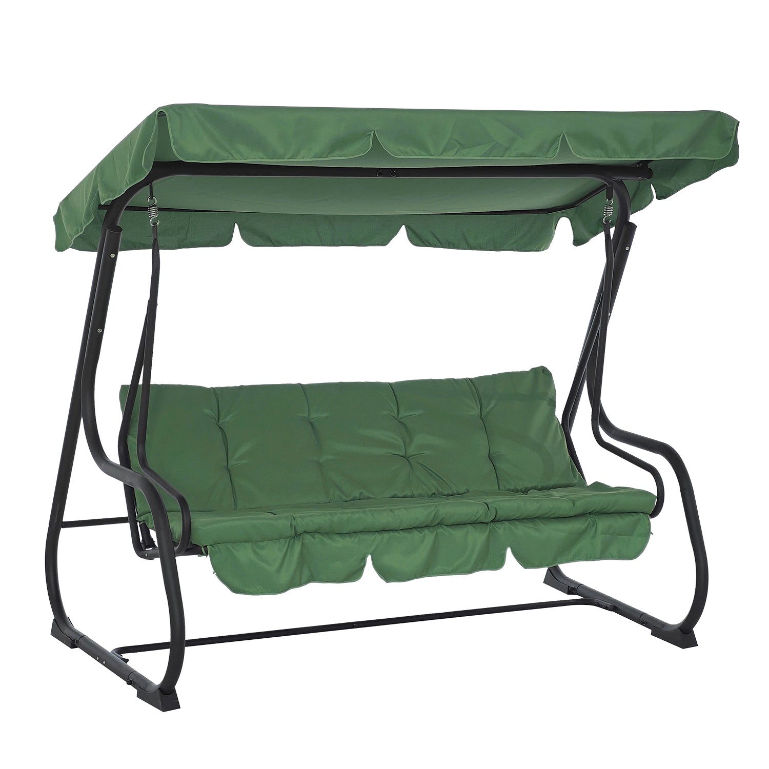 VESTIAMO CASA GIARDINO - Dondolo Reclinabile 3 Posti Verde con Struttura in Acciaio Antracite - h165x232x125 cm