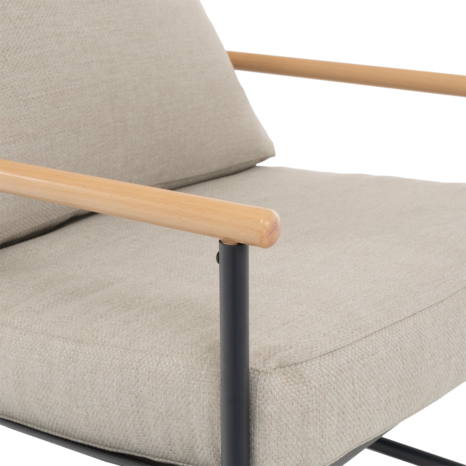 VESTIAMO CASA GIARDINO - Set da giardino 4 pezzi Struttura in acciaio e alluminio, braccioli Effetto Legno e cuscini inclusi