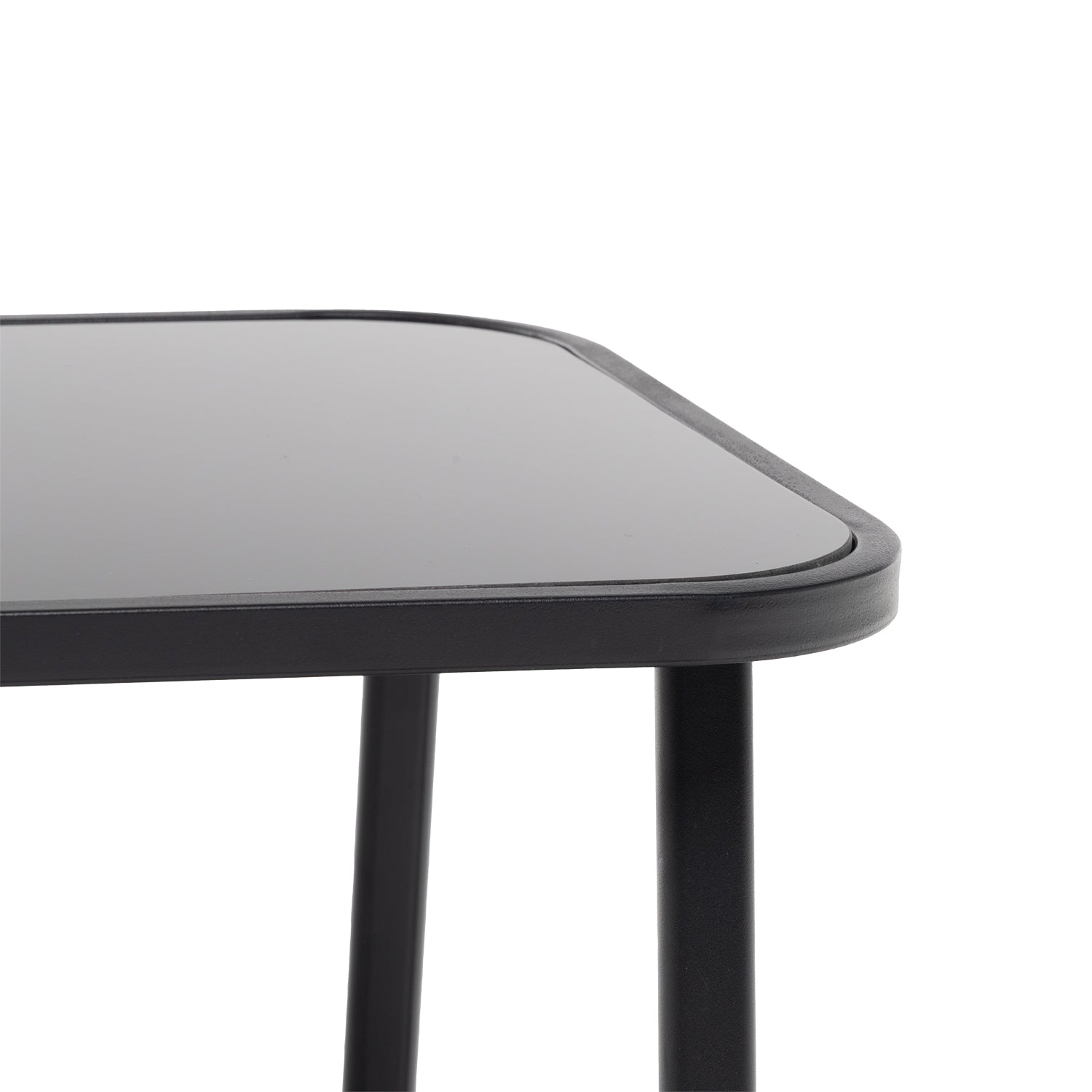 VESTIAMO CASA GIARDINO - Set da giardino 4 pezzi Struttura in Acciaio Nero, braccioli e Top in Vetro