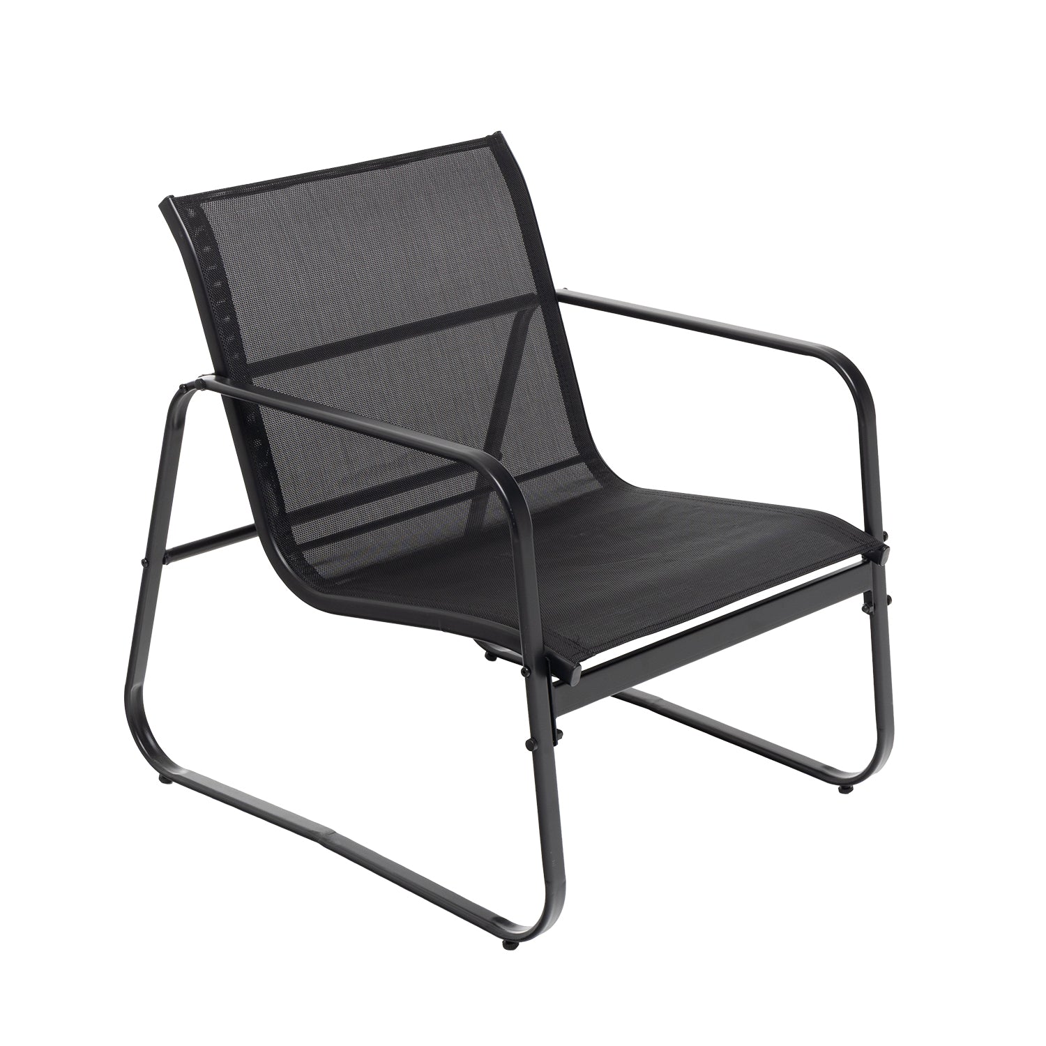 VESTIAMO CASA GIARDINO - Set da giardino 4 pezzi Struttura in Acciaio Nero, braccioli e Top in Vetro
