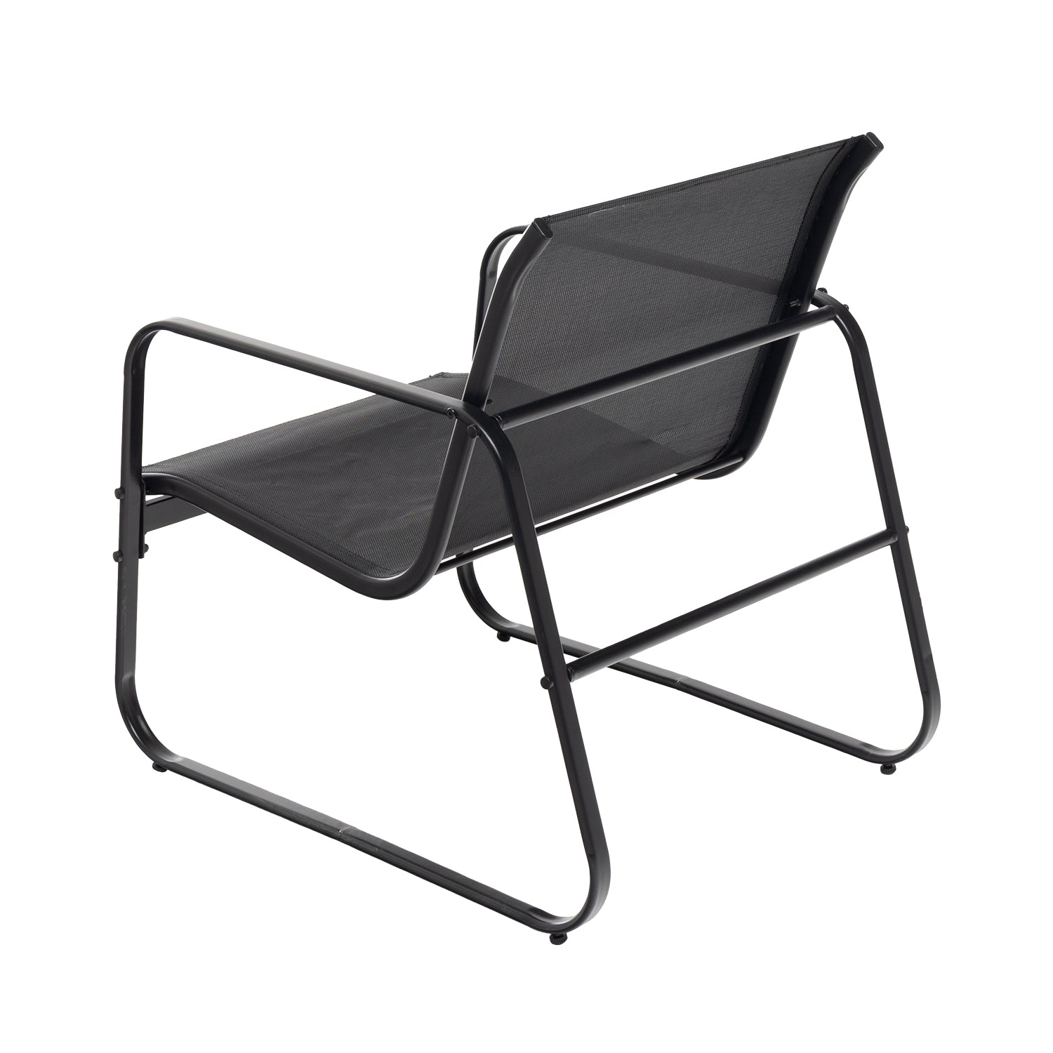 VESTIAMO CASA GIARDINO - Set da giardino 4 pezzi Struttura in Acciaio Nero, braccioli e Top in Vetro
