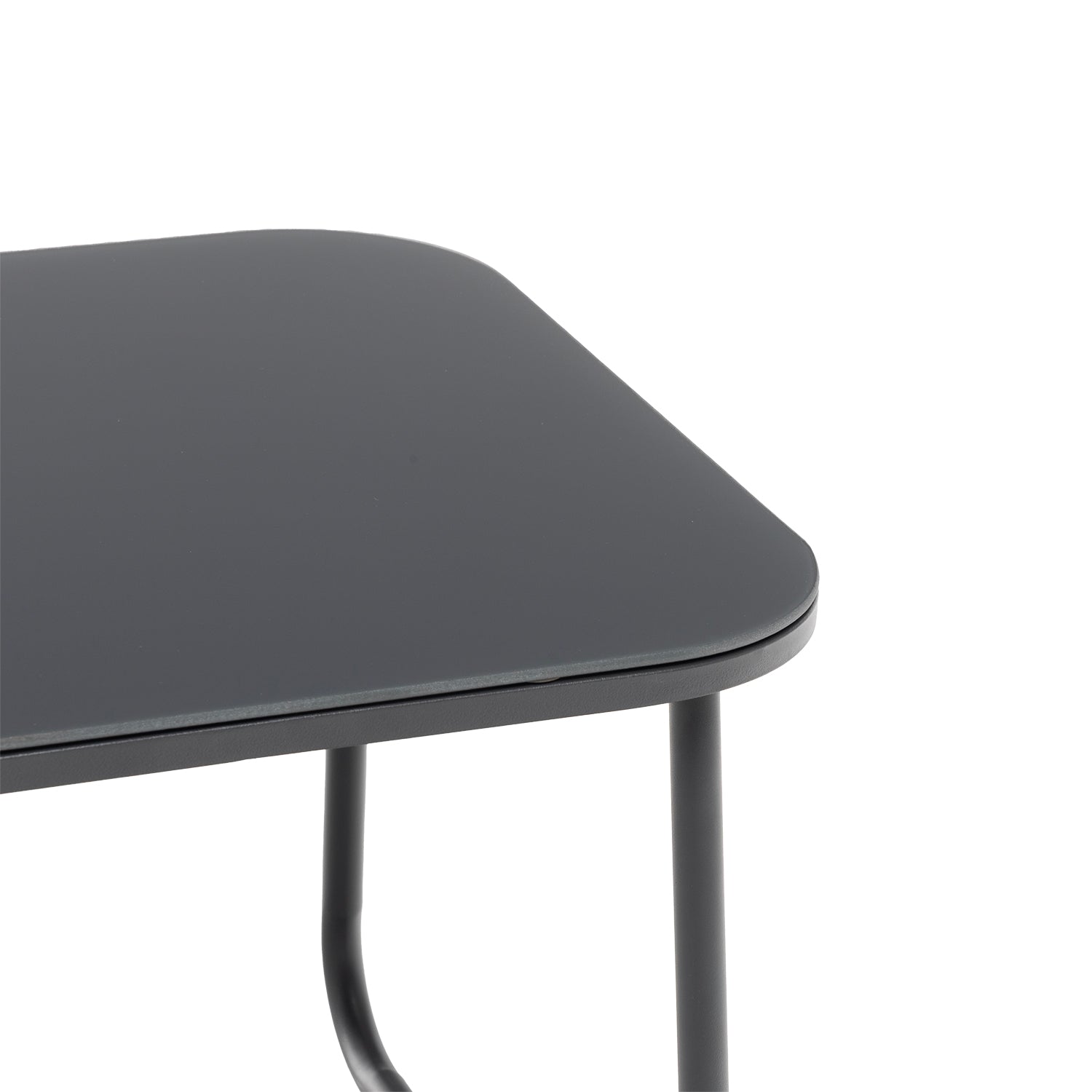 VESTIAMO CASA GIARDINO - Set da giardino 4 pezzi Struttura in Acciaio Antracite, braccioli in Polywood e Top in vetro e Cuscini Antracite inclusi