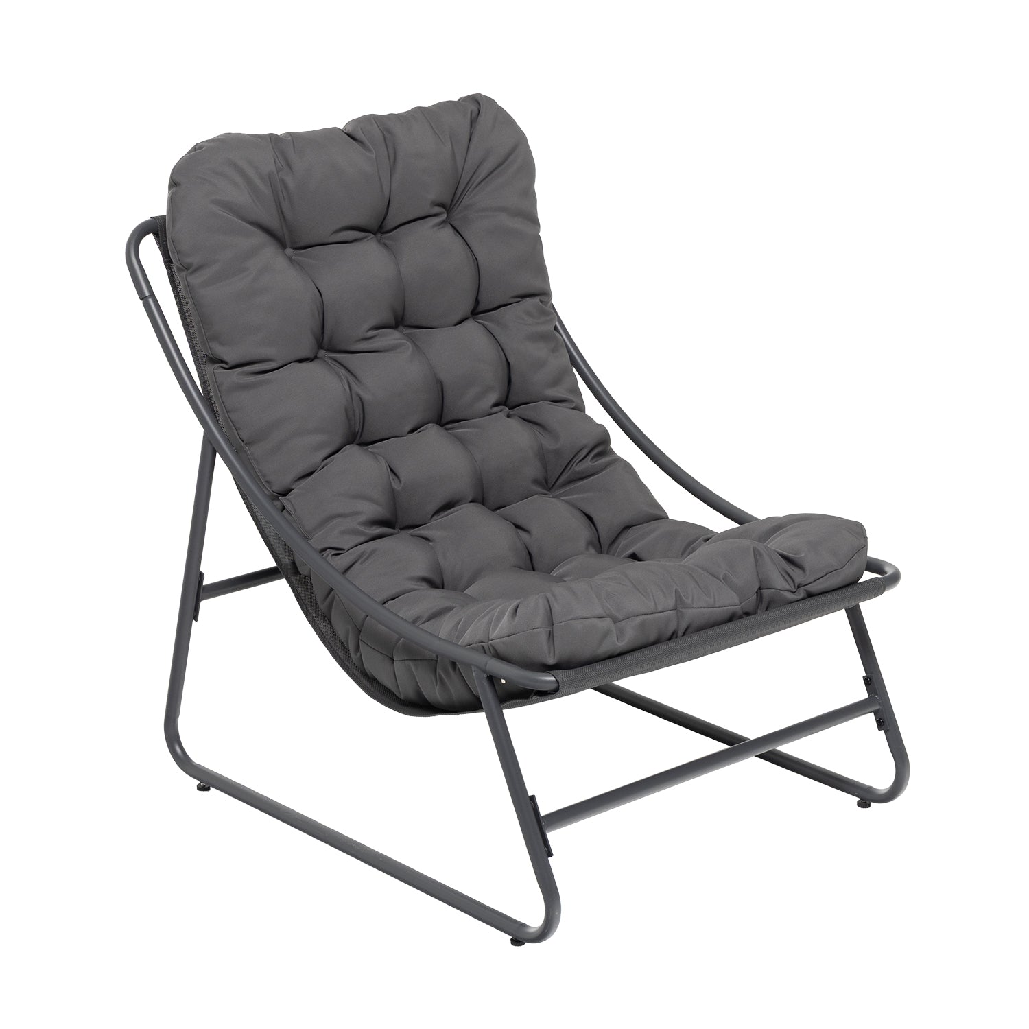 VESTIAMO CASA GIARDINO - Set giardino Tavolo 45x45 cm e 2 poltrone in acciaio con Cuscini Antracite