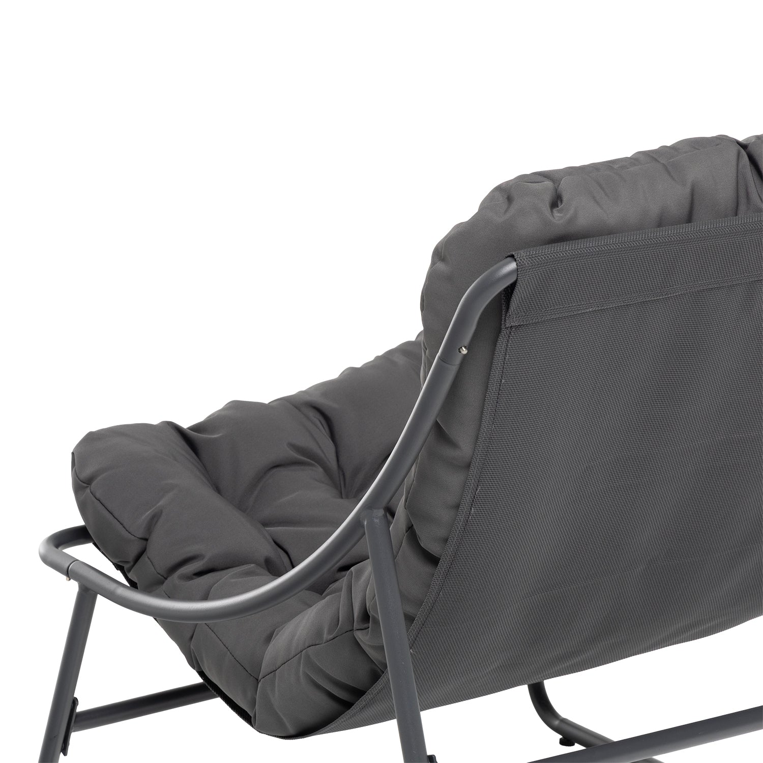 VESTIAMO CASA GIARDINO - Set giardino Tavolo 45x45 cm e 2 poltrone in acciaio con Cuscini Antracite