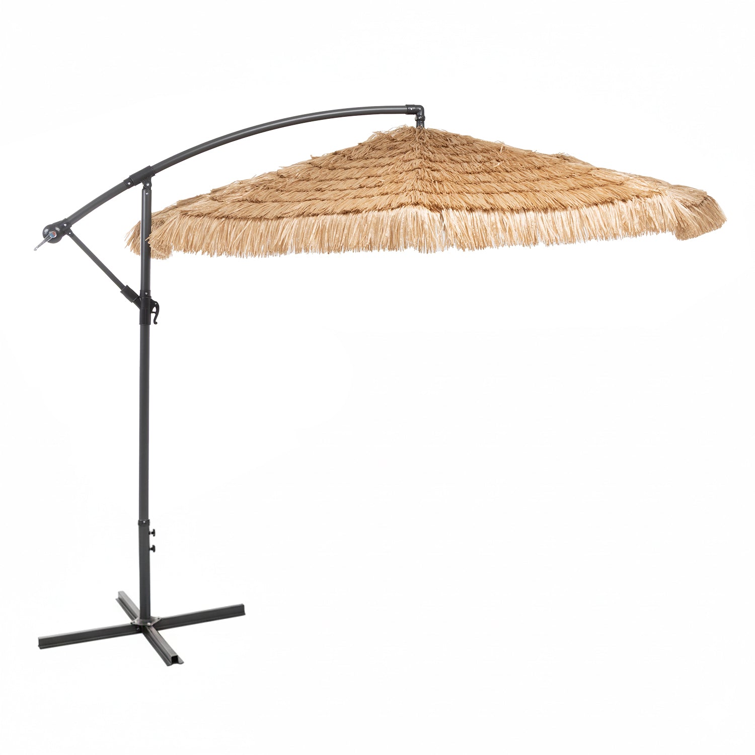 VESTIAMO CASA GIARDINO - Ombrellone da giardino Decentrato con Braccio Laterale e Telo Effetto Paglia - h2,55 x diametro 3 metri