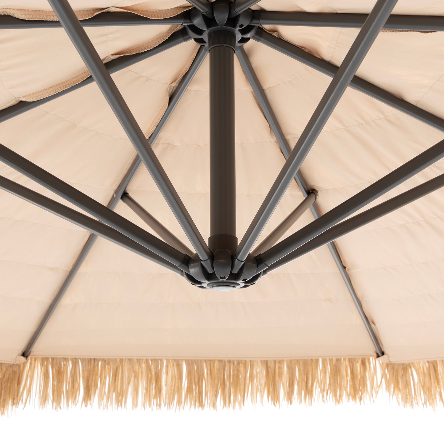 VESTIAMO CASA GIARDINO - Ombrellone da giardino Decentrato con Braccio Laterale e Telo Effetto Paglia - h2,55 x diametro 3 metri