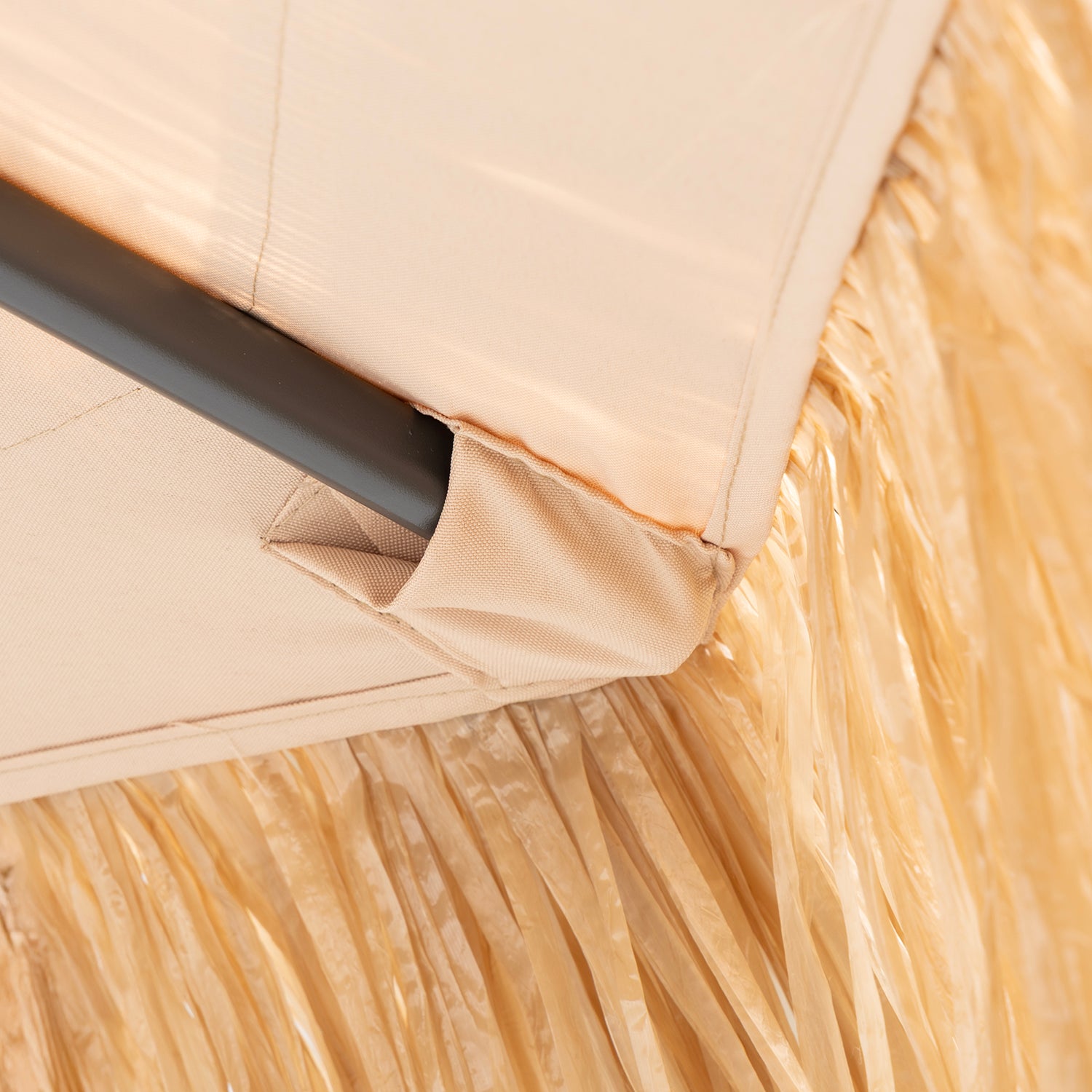 VESTIAMO CASA GIARDINO - Ombrellone da giardino Decentrato con Braccio Laterale e Telo Effetto Paglia - h2,55 x diametro 3 metri