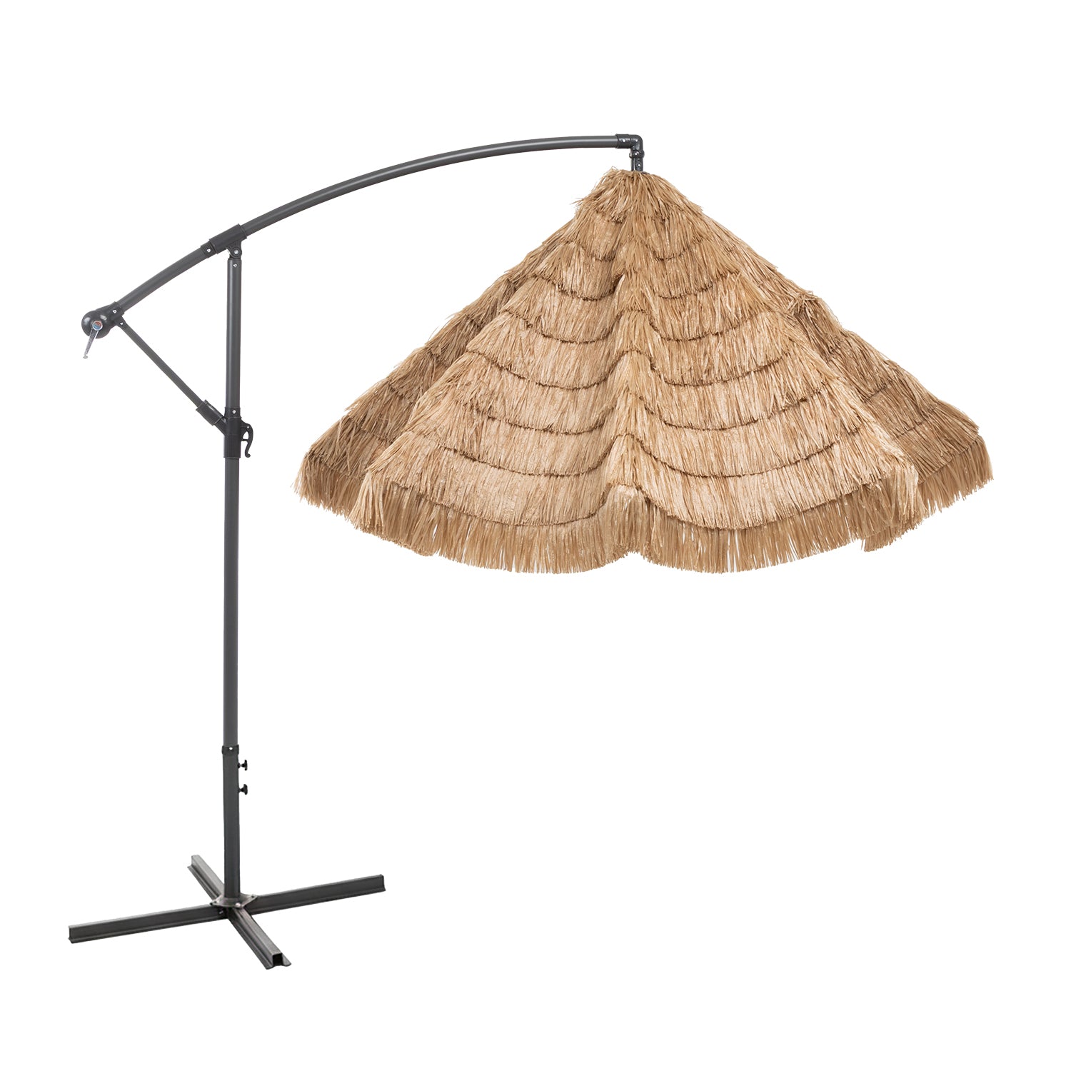 VESTIAMO CASA GIARDINO - Ombrellone da giardino Decentrato con Braccio Laterale e Telo Effetto Paglia - h2,55 x diametro 3 metri