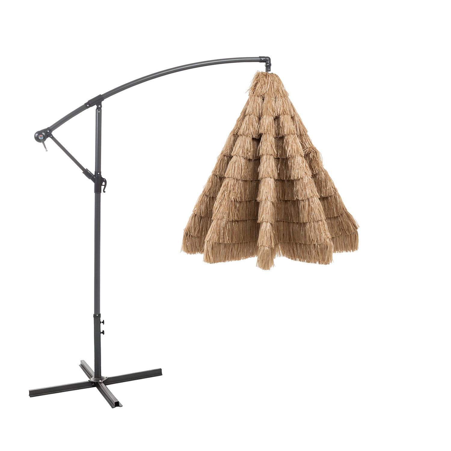 VESTIAMO CASA GIARDINO - Ombrellone da giardino Decentrato con Braccio Laterale e Telo Effetto Paglia - h2,55 x diametro 3 metri