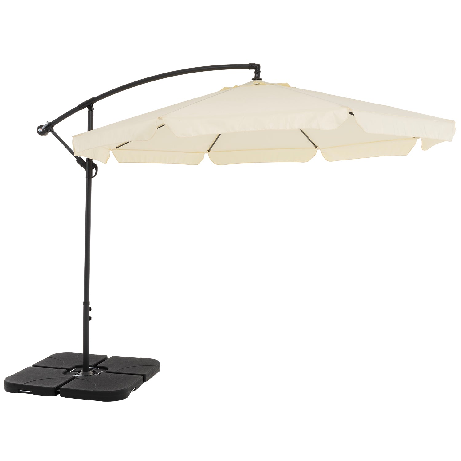 VESTIAMO CASA GIARDINO - Ombrellone Tondo Ecru a lampada con carrucola - h250 cm x diametro 300 cm