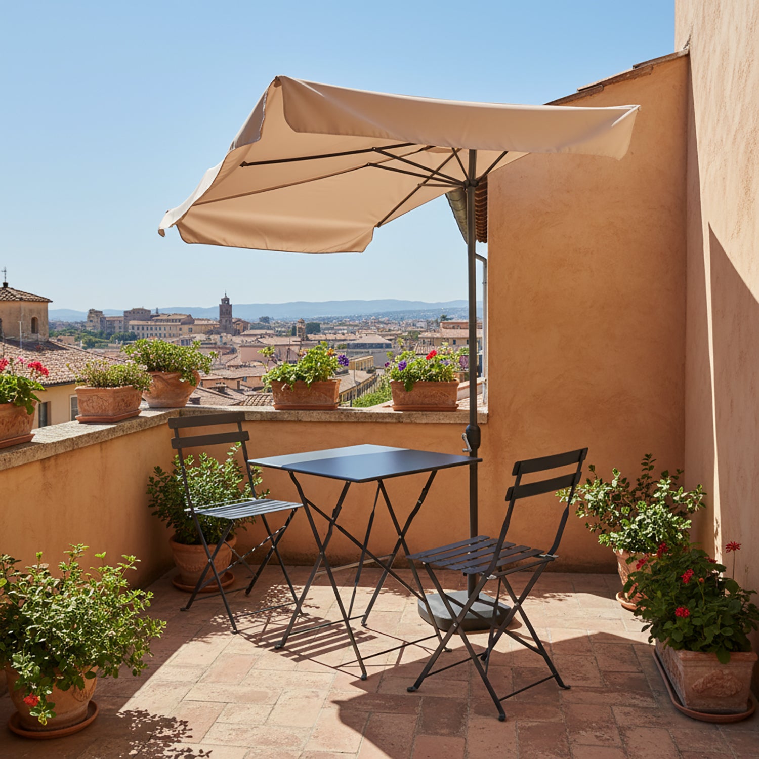 VESTIAMO CASA GIARDINO - Ombrellone Decentrato a Semicerchio da Balcone con manovella Camel h2,30x1,30 metri
