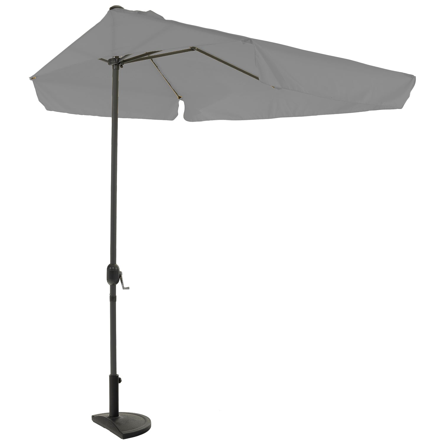 VESTIAMO CASA GIARDINO - Ombrellone Decentrato a Semicerchio da Balcone con manovella Grigio h2,30x1,30 metri