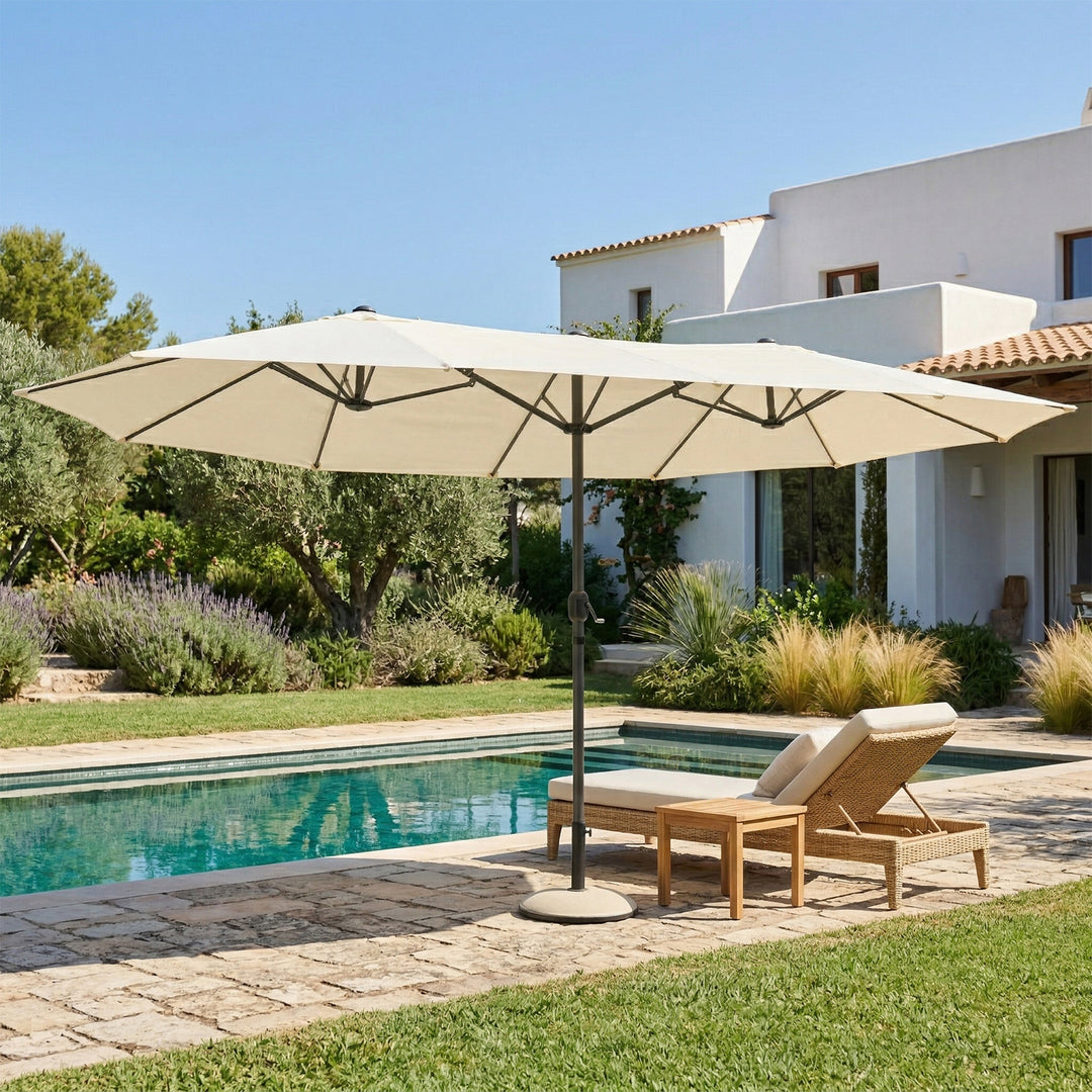 Ombrellone Offset Rettangolare Happy Garden MOLOKAI 3x4m – Con Custodia, Struttura Alluminio, Telio Blu