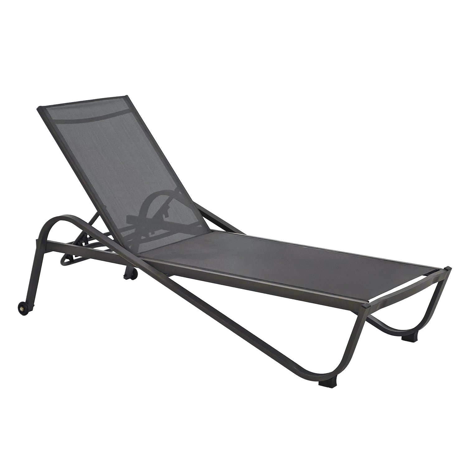 VESTIAMO CASA GIARDINO - Lettino Sdraio in Acciaio e Tessuto Antracite con Ruote e Schienale Regolabile h33x193x73 cm - Ideale per Spiaggia e Campeggio