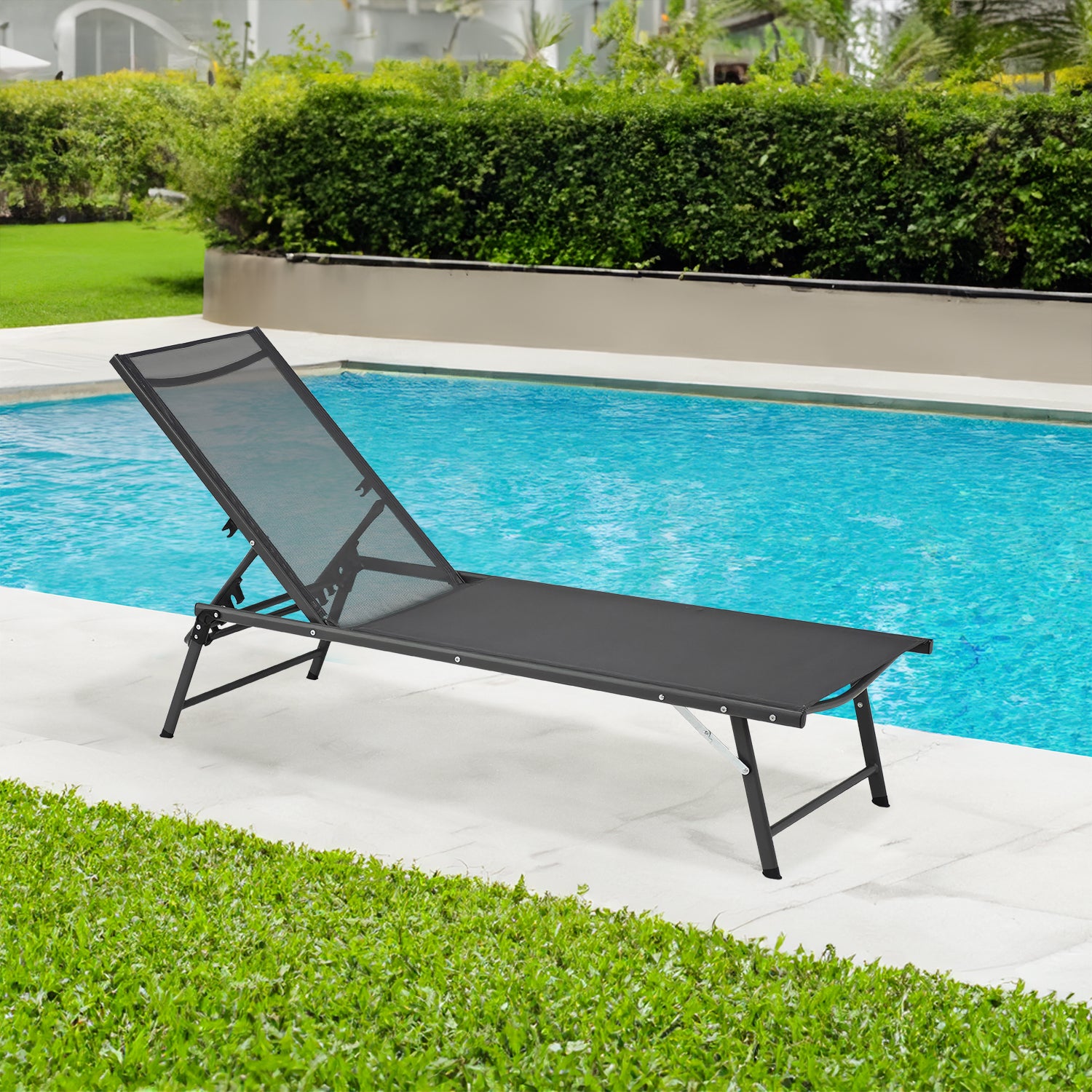 VESTIAMO CASA GIARDINO - Lettino Prendisole da esterno in acciaio Antracite - h32x180x54 cm