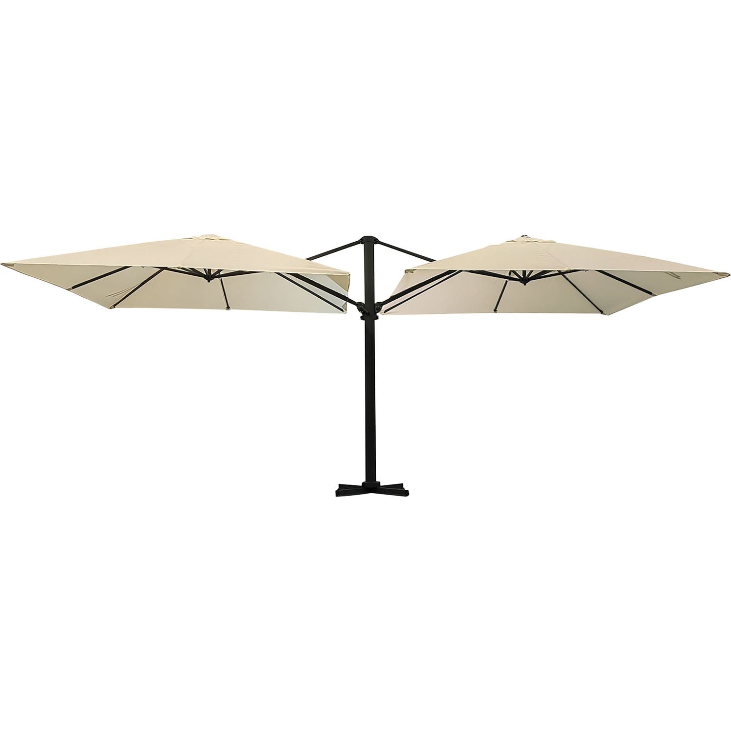 VESTIAMO CASA GIARDINO - Ombrellone Doppio Braccio Beige in alluminio con manovella 3x3 metri