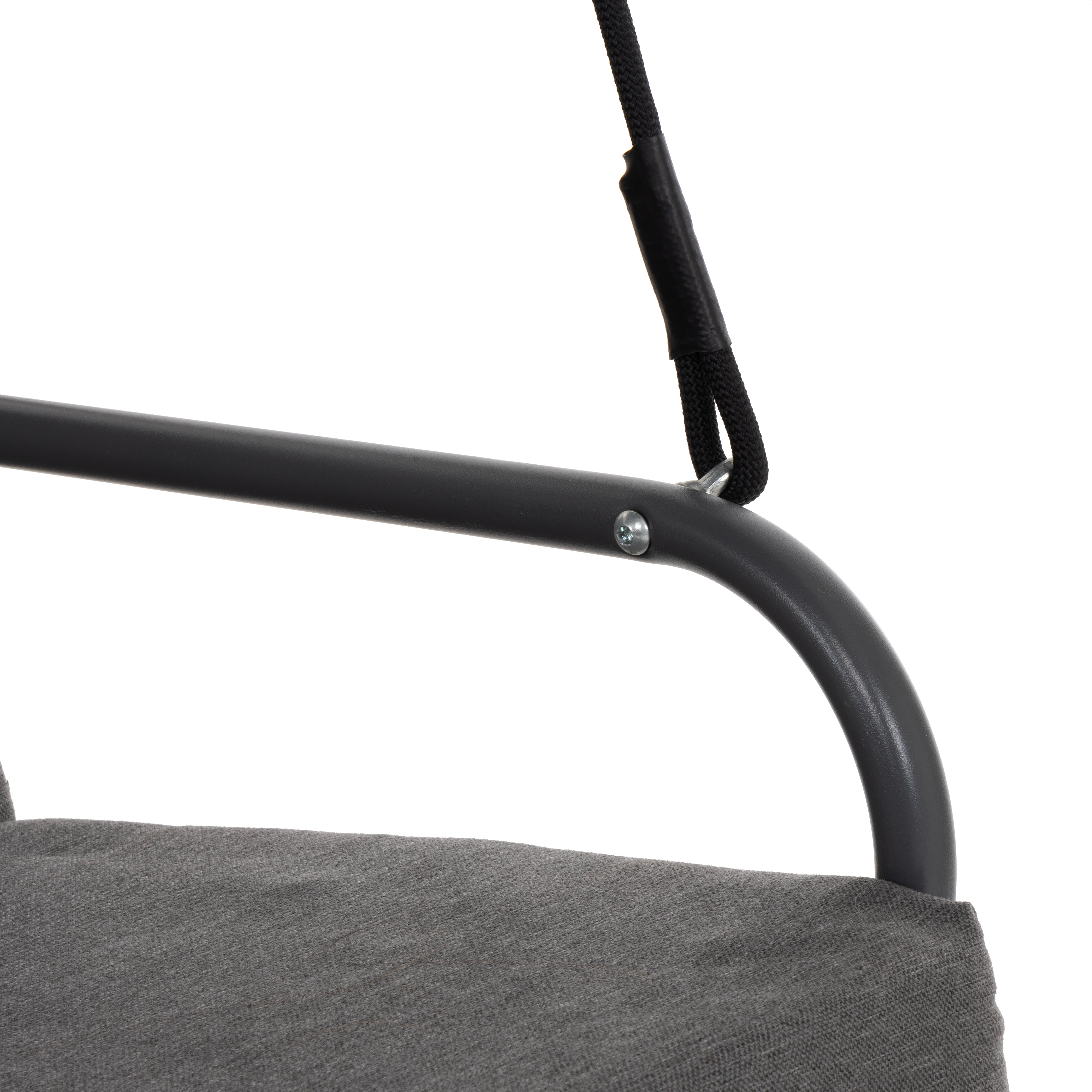 VESTIAMO CASA GIARDINO - Dondolo da giardino struttura in Acciaio Effetto Legno e seduta in textilene grigio - h170x190x128 cm