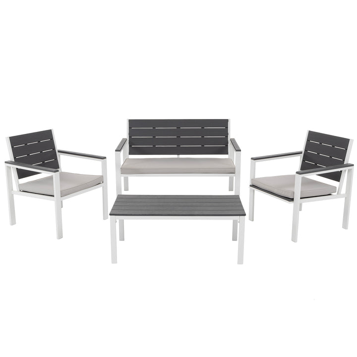 VESTIAMO CASA GIARDINO - Set da giardino in acciaio Bianco con Doghe Effetto Legno Antracite