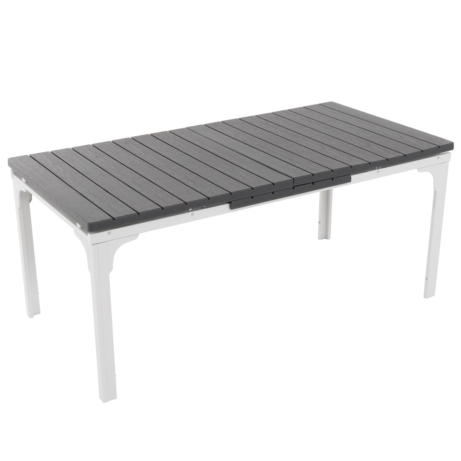 VESTIAMO CASA GIARDINO - Tavolo da giardino allungabile in acciaio con Doghe Effetto Legno - h76x180/240x89,5 cm