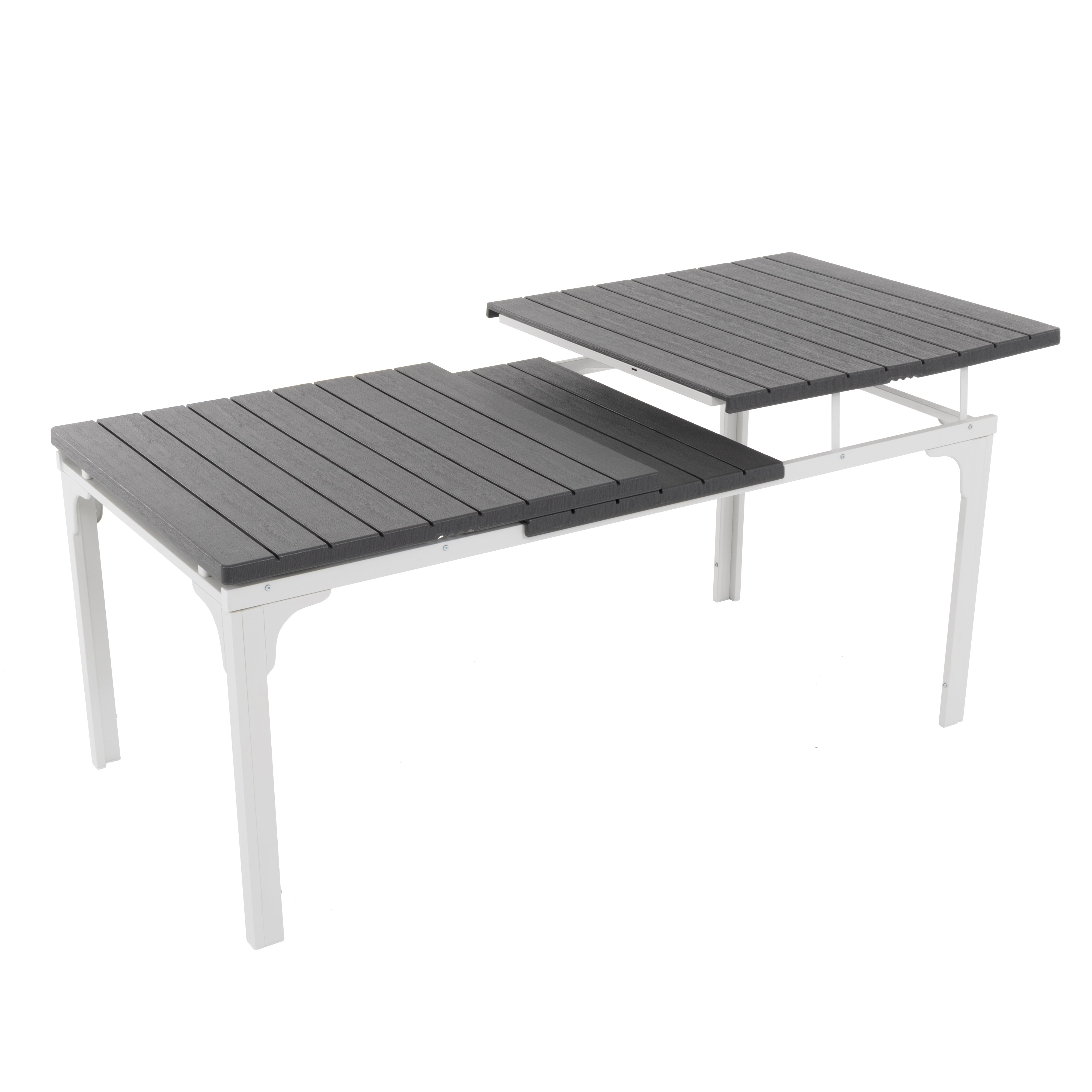 VESTIAMO CASA GIARDINO - Tavolo da giardino allungabile in acciaio con Doghe Effetto Legno - h76x180/240x89,5 cm