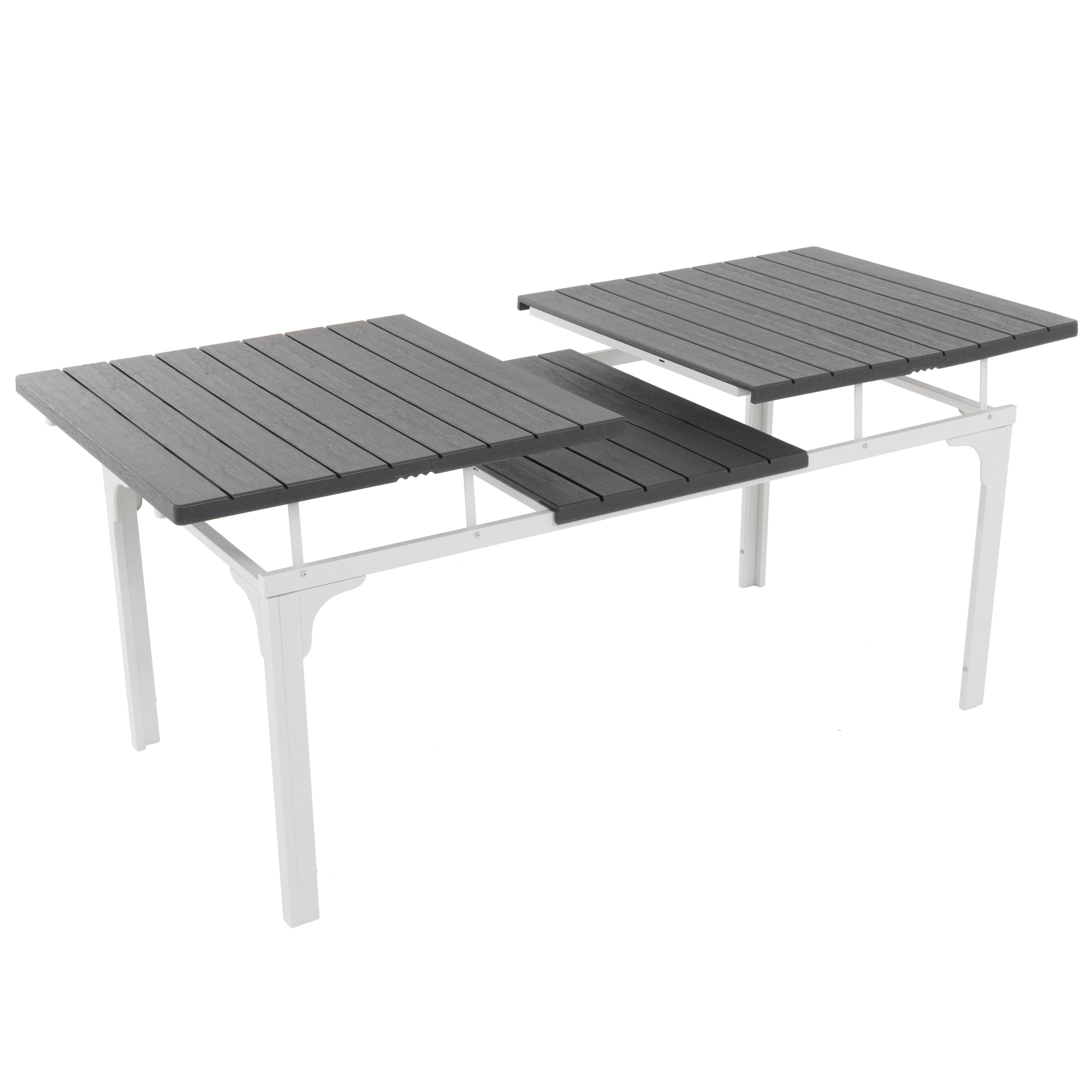 VESTIAMO CASA GIARDINO - Tavolo da giardino allungabile in acciaio con Doghe Effetto Legno - h76x180/240x89,5 cm