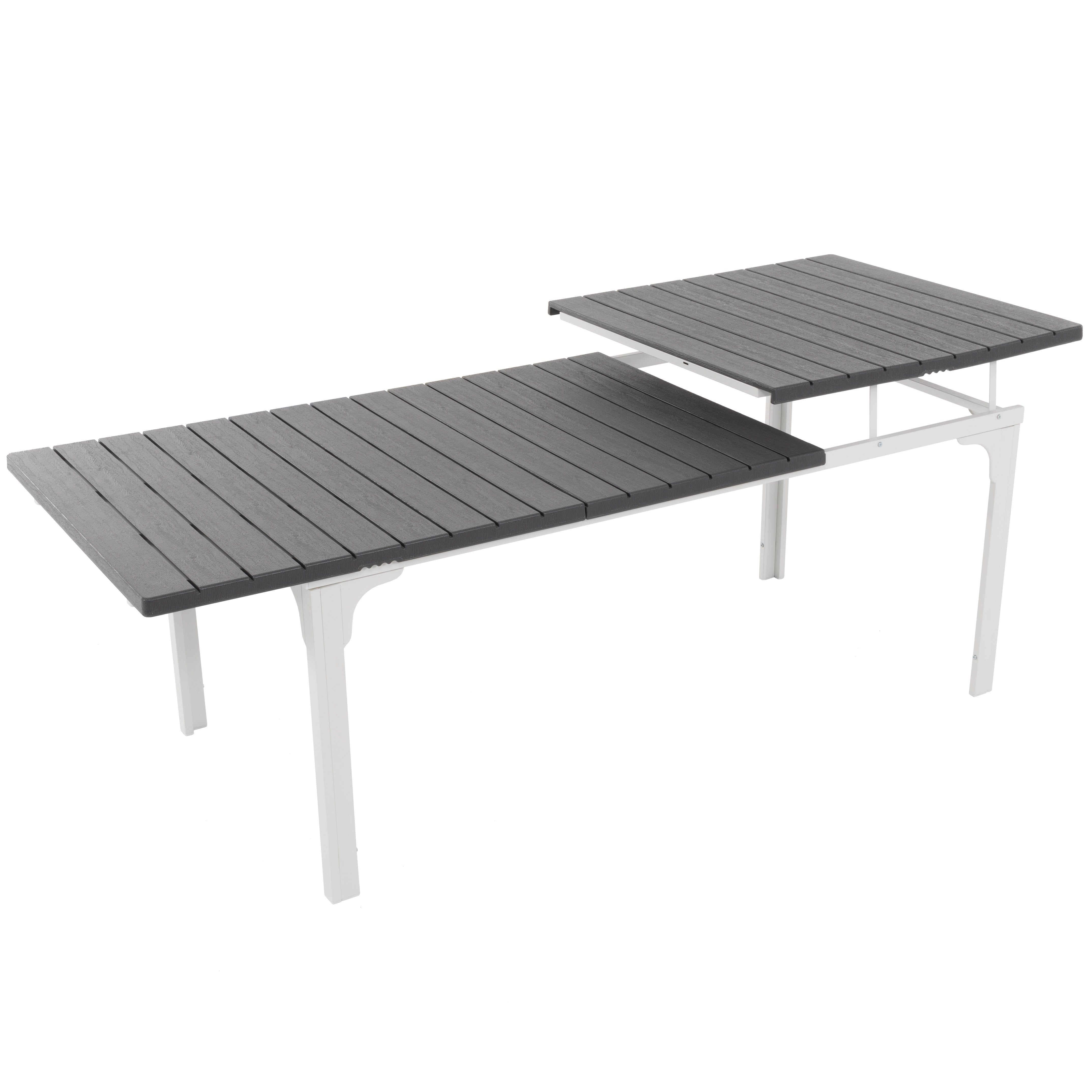 VESTIAMO CASA GIARDINO - Tavolo da giardino allungabile in acciaio con Doghe Effetto Legno - h76x180/240x89,5 cm