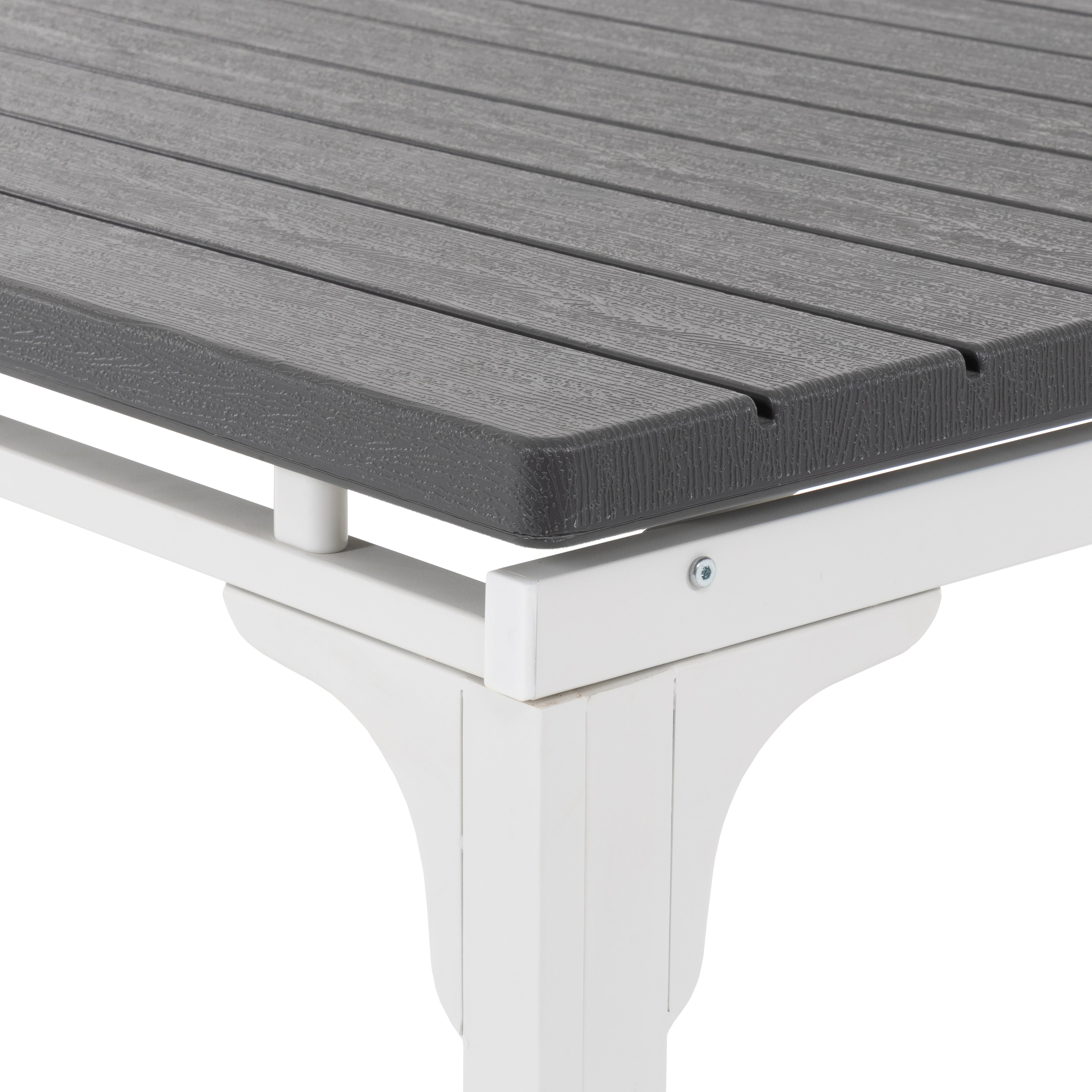 VESTIAMO CASA GIARDINO - Tavolo da giardino allungabile in acciaio con Doghe Effetto Legno - h76x180/240x89,5 cm