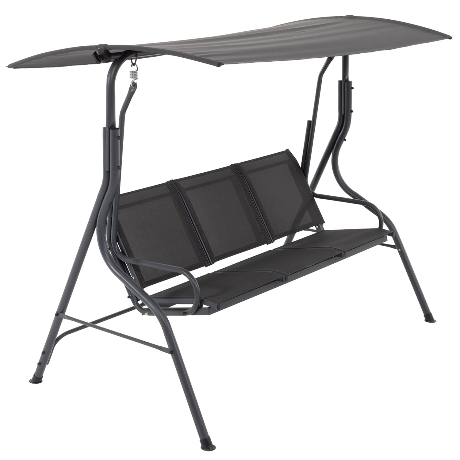 VESTIAMO CASA - Dondolo 3 Posti in acciaio e seduta in textilene Antracite - h150x170x110 cm