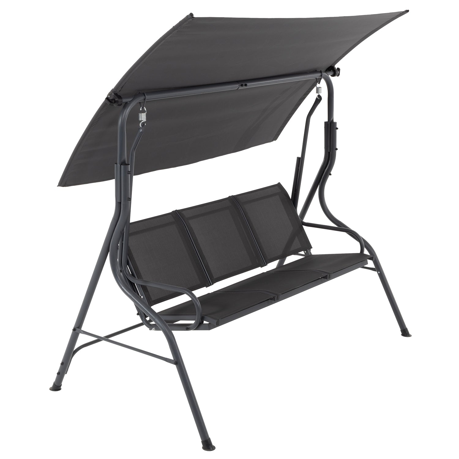 VESTIAMO CASA - Dondolo 3 Posti in acciaio e seduta in textilene Antracite - h150x170x110 cm