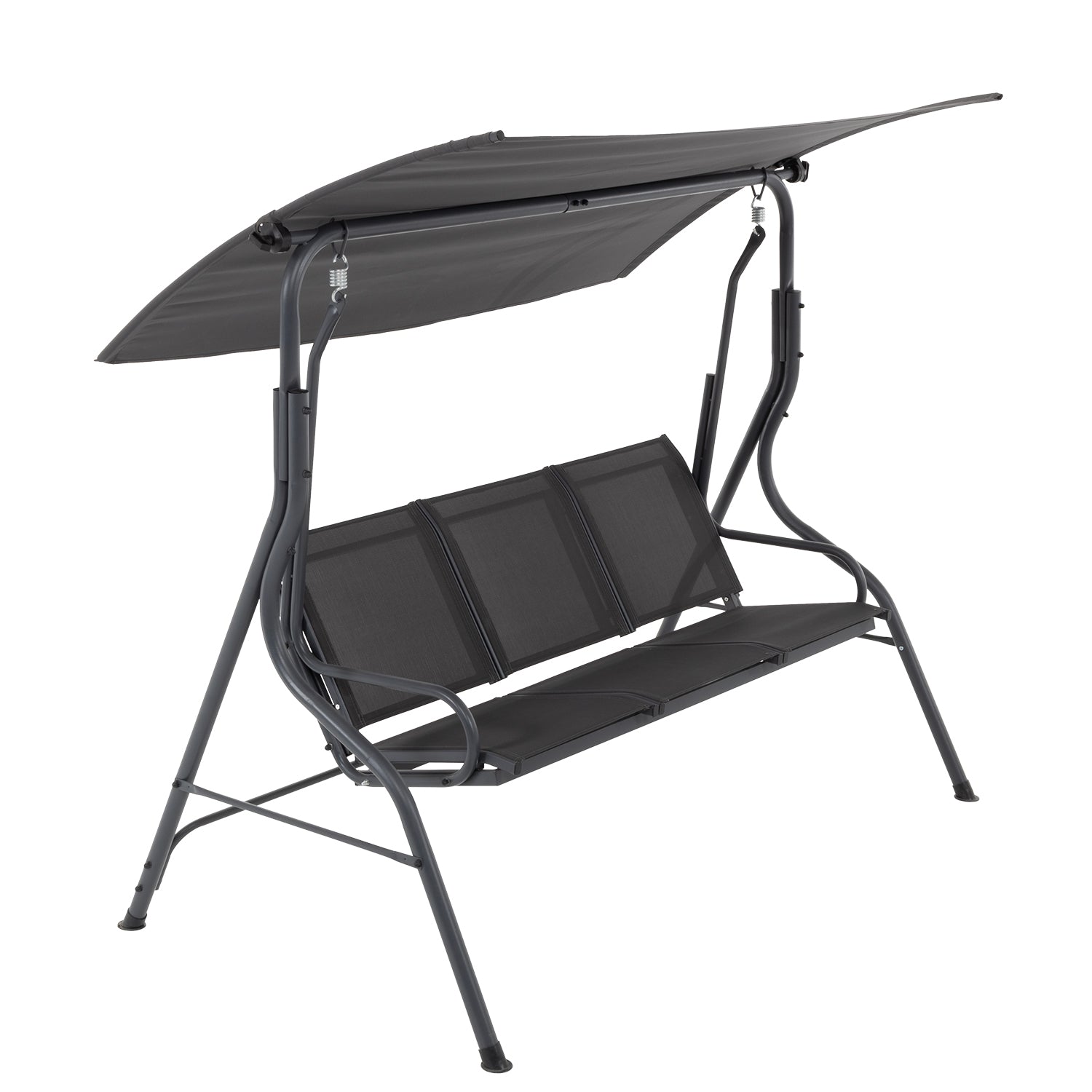 VESTIAMO CASA - Dondolo 3 Posti in acciaio e seduta in textilene Antracite - h150x170x110 cm