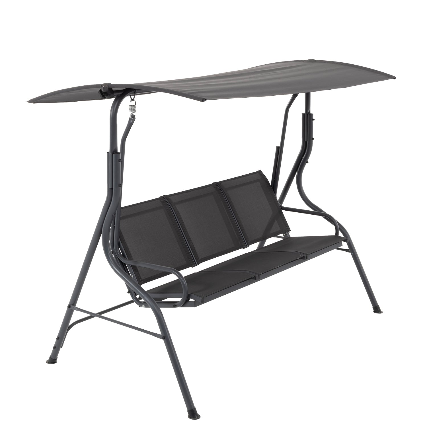 VESTIAMO CASA - Dondolo 3 Posti in acciaio e seduta in textilene Antracite - h150x170x110 cm