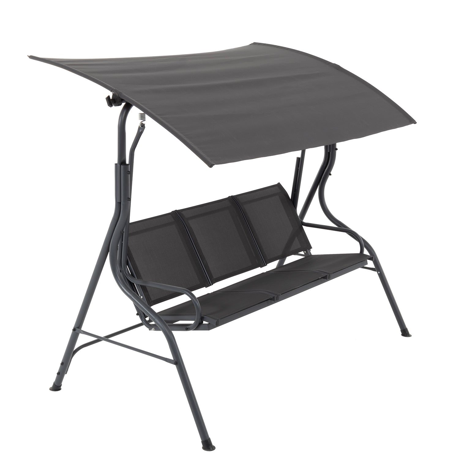 VESTIAMO CASA - Dondolo 3 Posti in acciaio e seduta in textilene Antracite - h150x170x110 cm