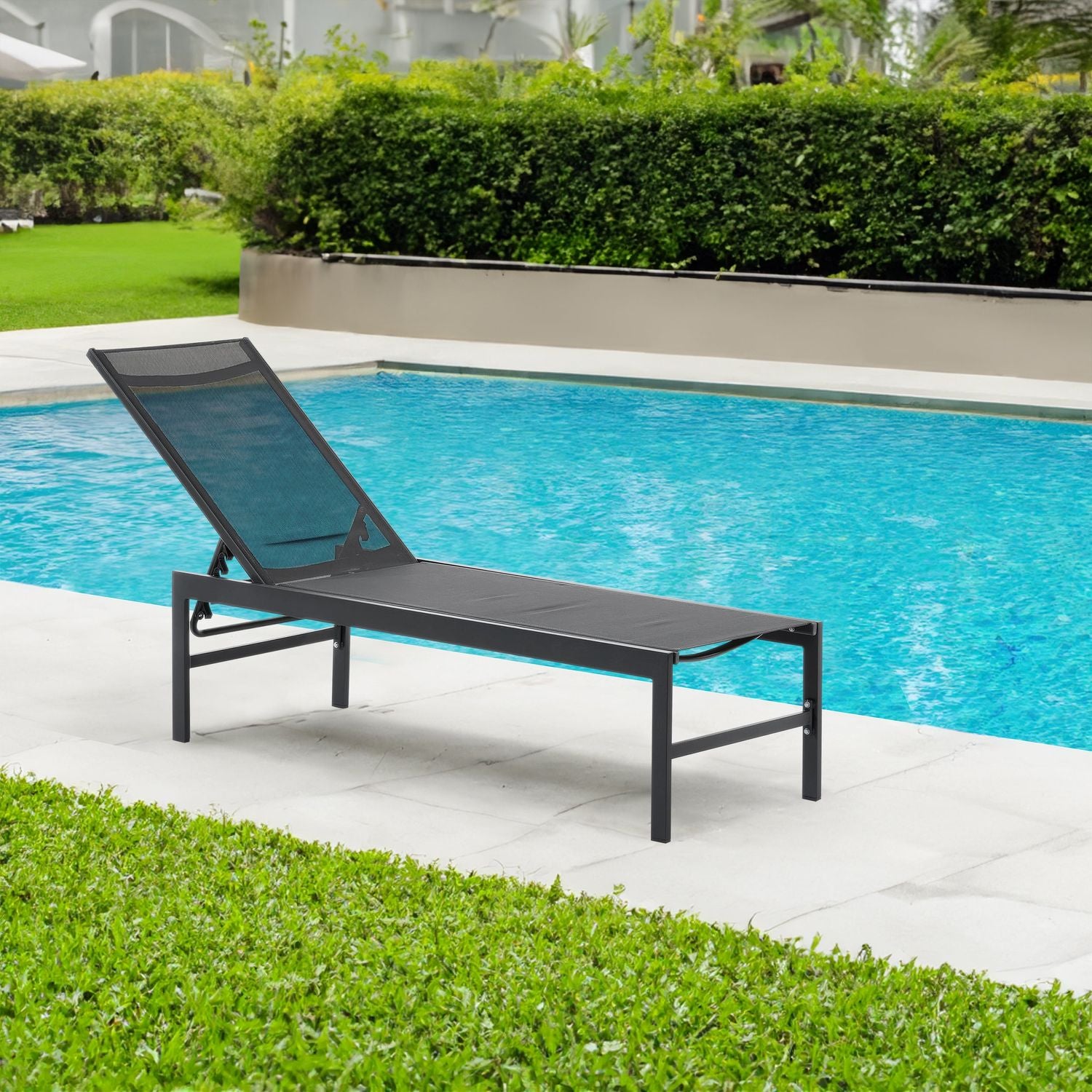 VESTIAMO CASA GIARDINO - Lettino Prendisole da esterno in alluminio Antracite - h40x190x60 cm