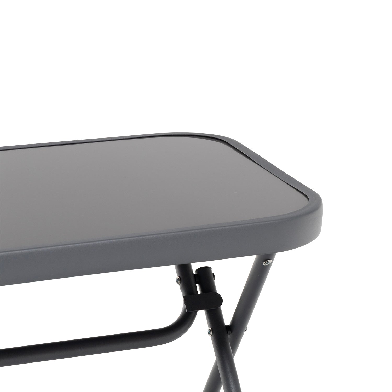 VESTIAMO CASA GIARDINO - Set da giardino 4 pezzi con Struttura in Acciaio Antracite, Tavolino con top in vetro e cuscini Tortora