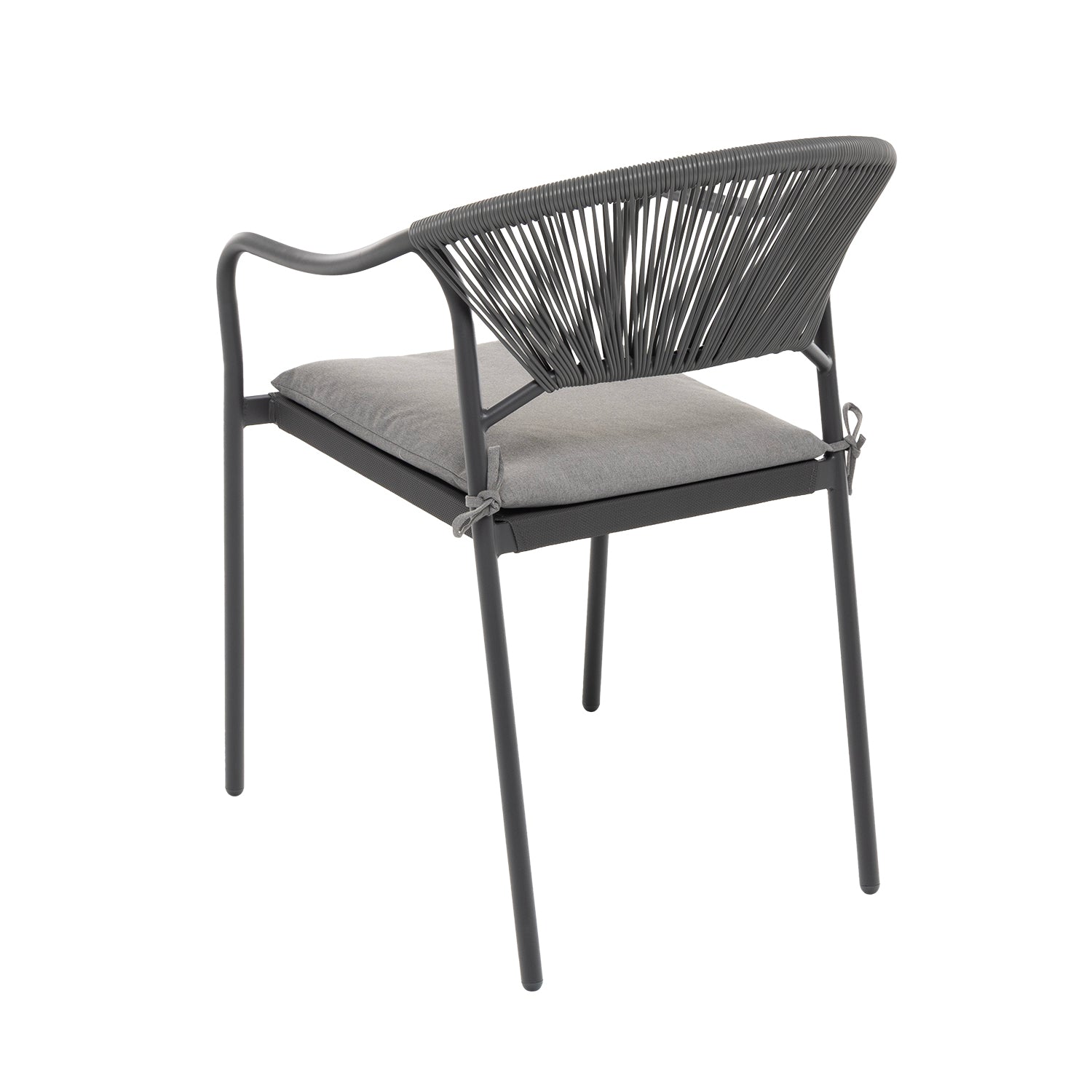 VESTIAMO CASA GIARDINO - Set Tavolo da Giardino 4 Sedie con Struttura in Acciaio Antracite e Top in Vetro