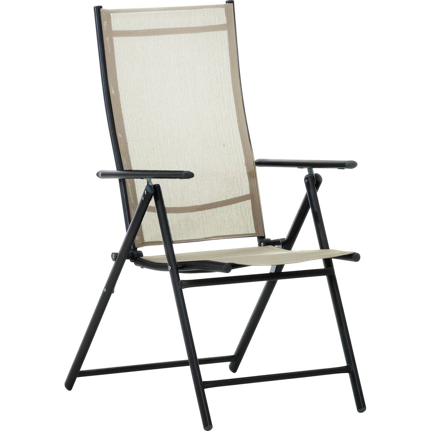 VESTIAMO CASA GIARDINO - Sedia Pieghevole in 7 posizioni in acciaio Antracite e tessuto textilene Ecru - h105x68x56,5 cm