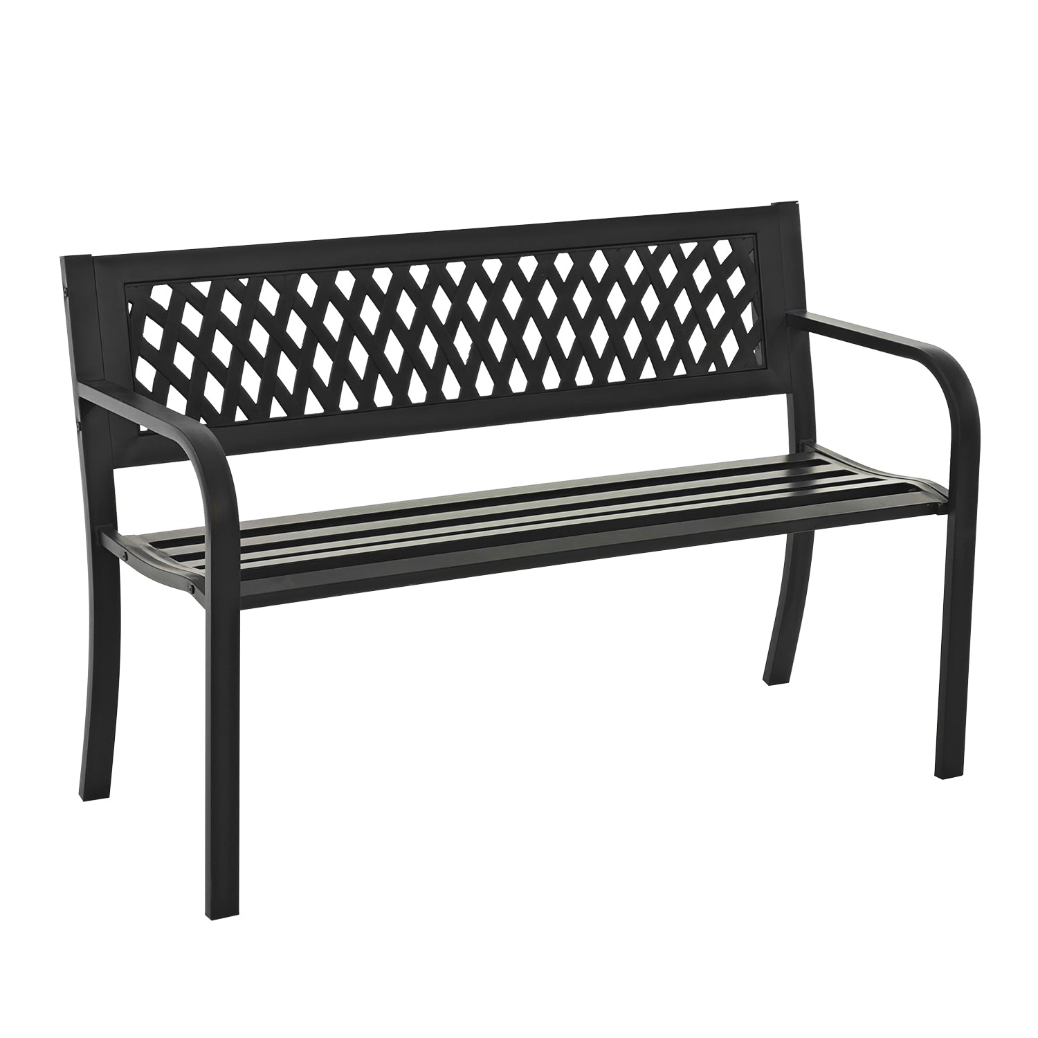 VESTIAMO CASA GIARDINO - Panchina da Giardino in Metallo Nero - h75x119x50 cm