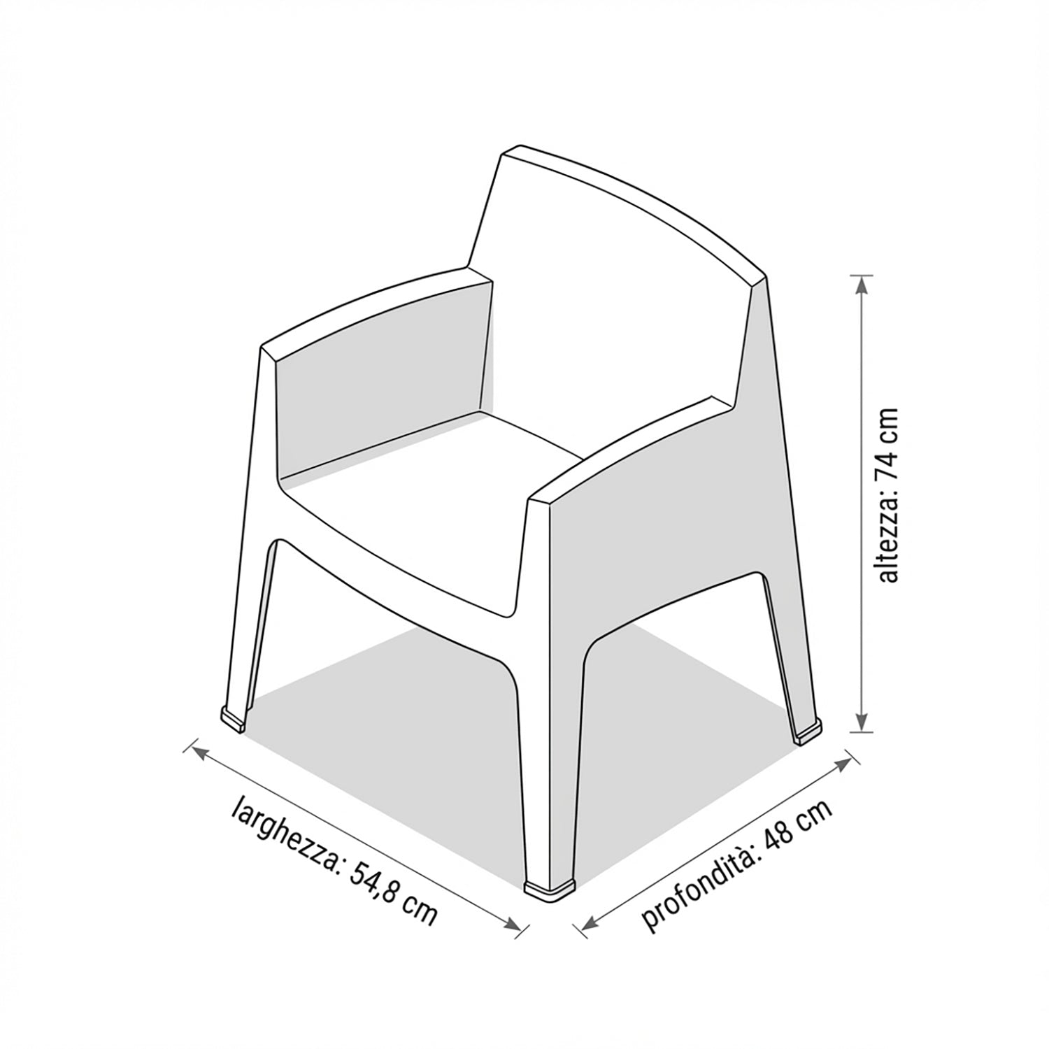 VESTIAMO CASA GIARDINO - Poltrona da giardino in Polipropilene Bianca con Protezione UV - h74x54,8x48 cm