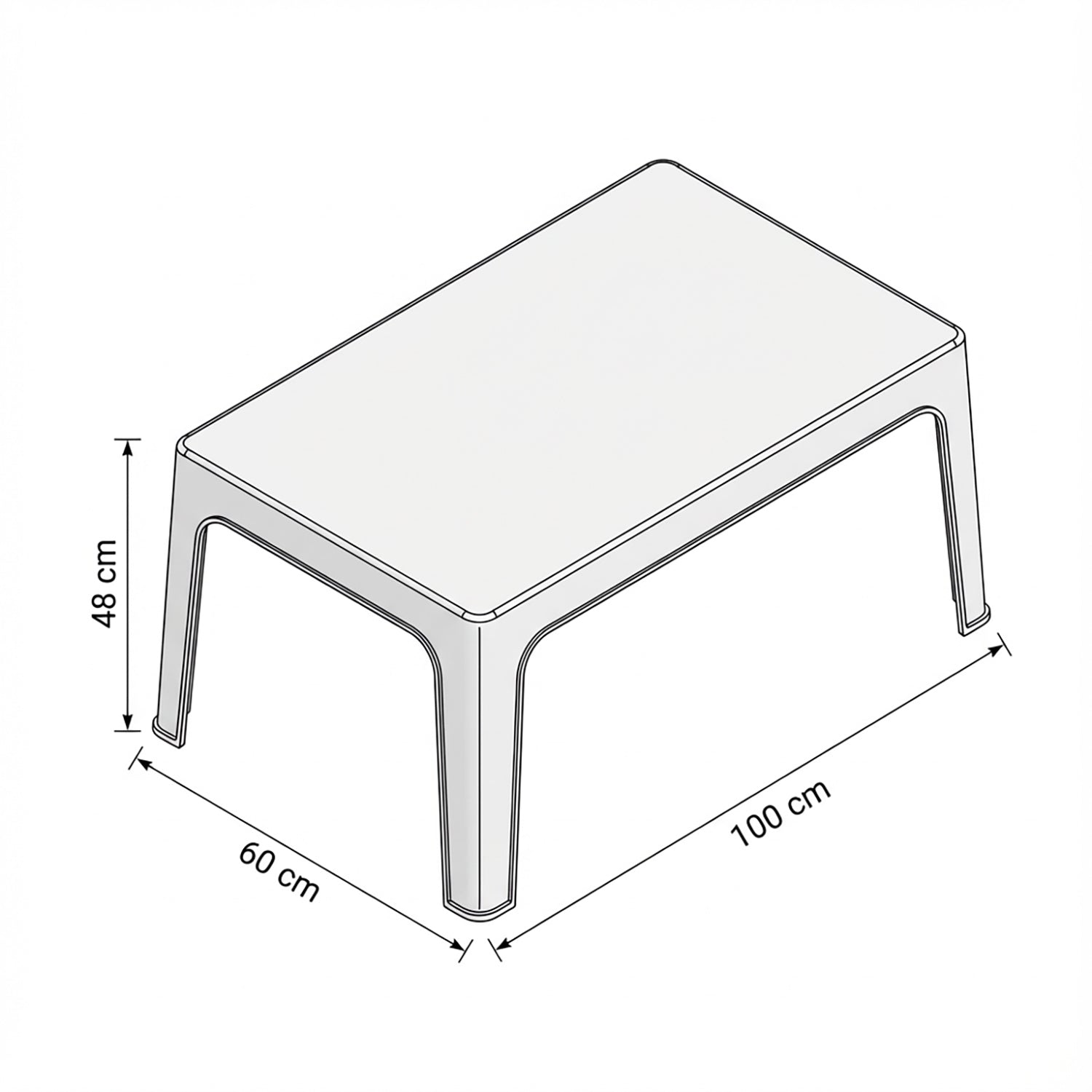 VESTIAMO CASA GIARDINO - Tavolo da giardino in Polipropilene Bianca con Protezione UV - h48x100x60 cm