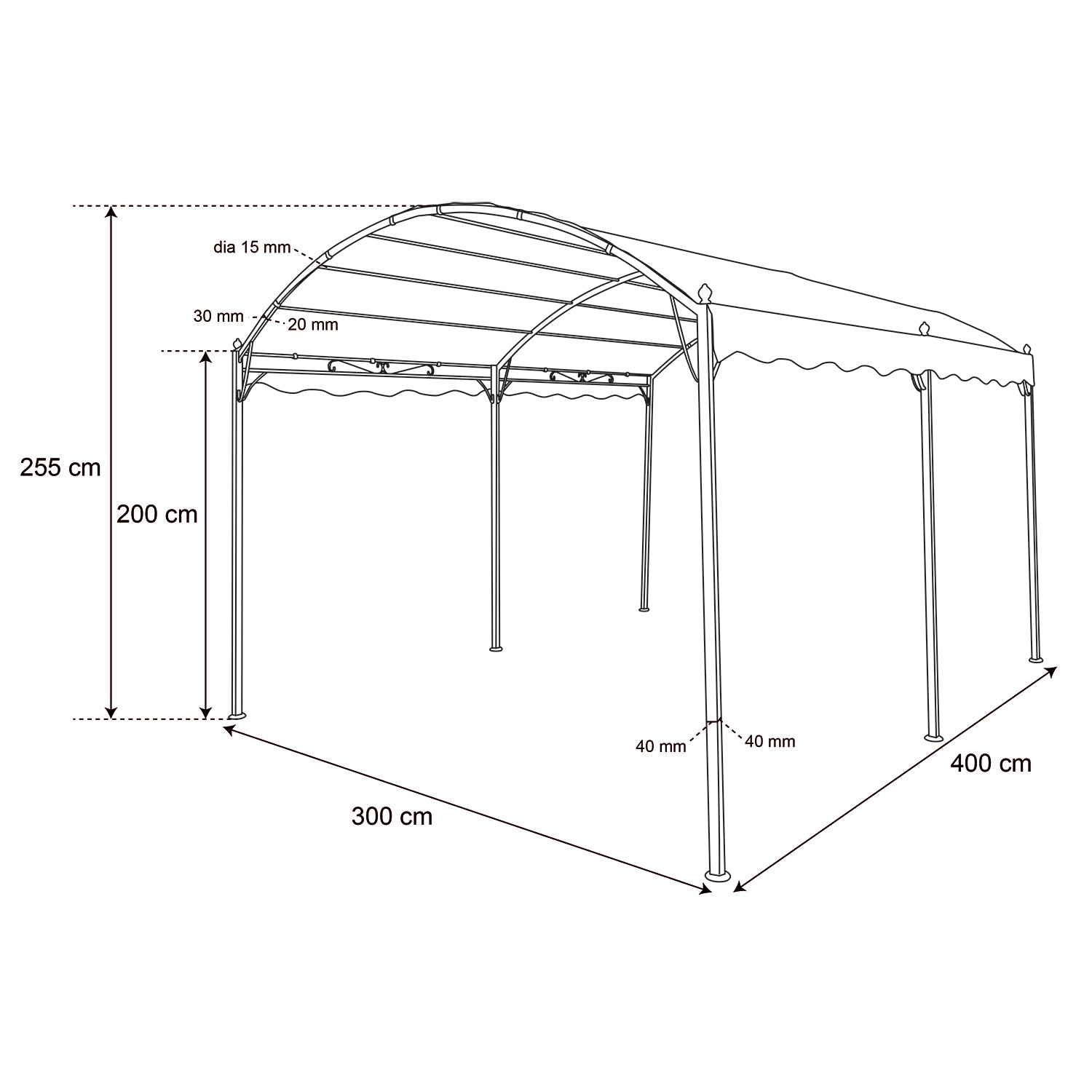 VESTIAMO CASA GIARDINO - Gazebo da giardino Telo Camel 3x4 metri