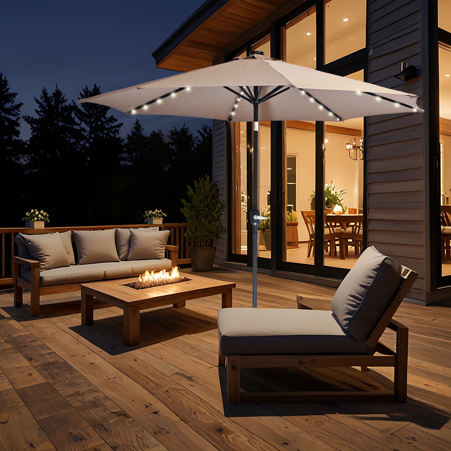 VESTIAMO CASA GIARDINO - Ombrellone da giardino con 32 LED e Pannello Solare Camel diametro 3 metri