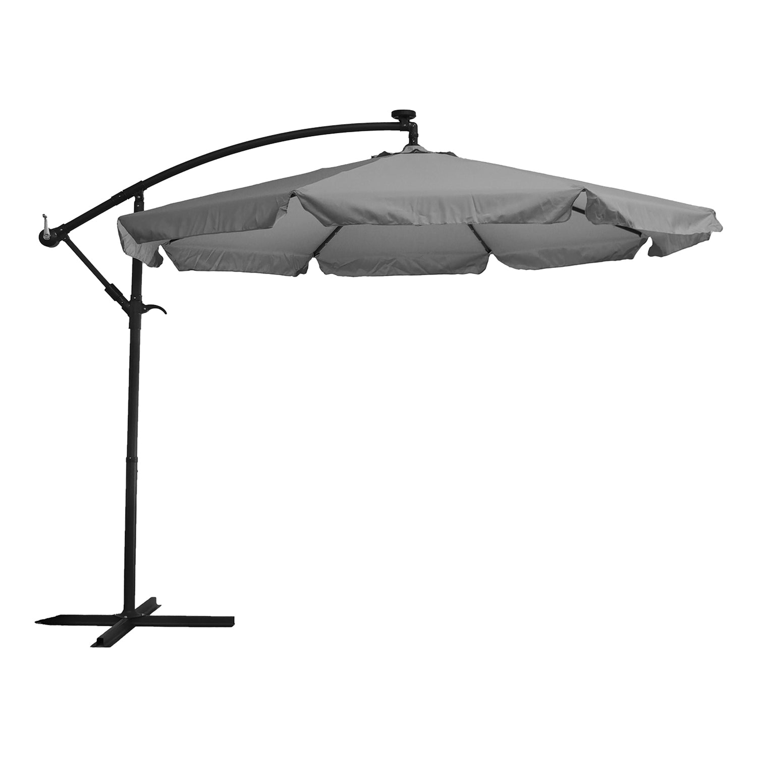 VESTIAMO CASA GIARDINO - Ombrellone da giardino Decentrato con 32 LED e Pannello Solare Grigio diametro 3 metri