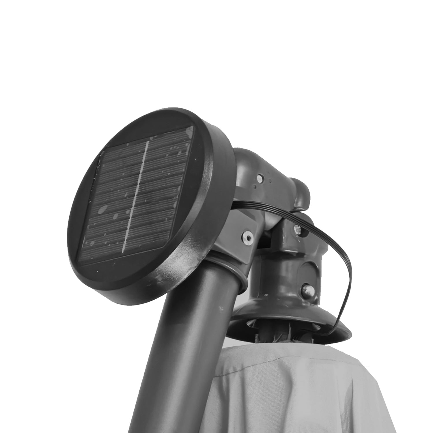 VESTIAMO CASA GIARDINO - Ombrellone da giardino Decentrato con 32 LED e Pannello Solare Grigio diametro 3 metri