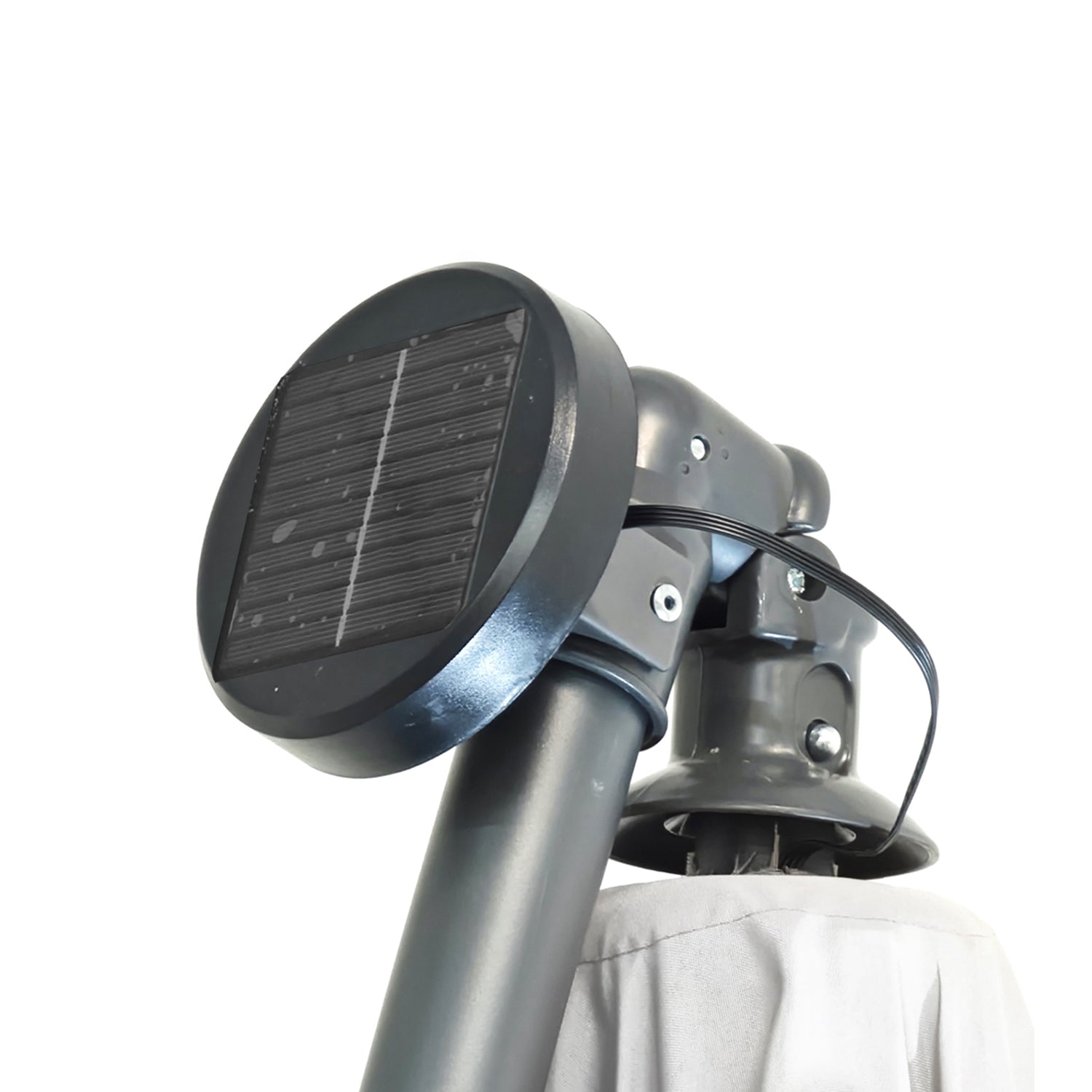 VESTIAMO CASA GIARDINO - Ombrellone da giardino Decentrato con 32 LED e Pannello Solare Ecru diametro 3 metri