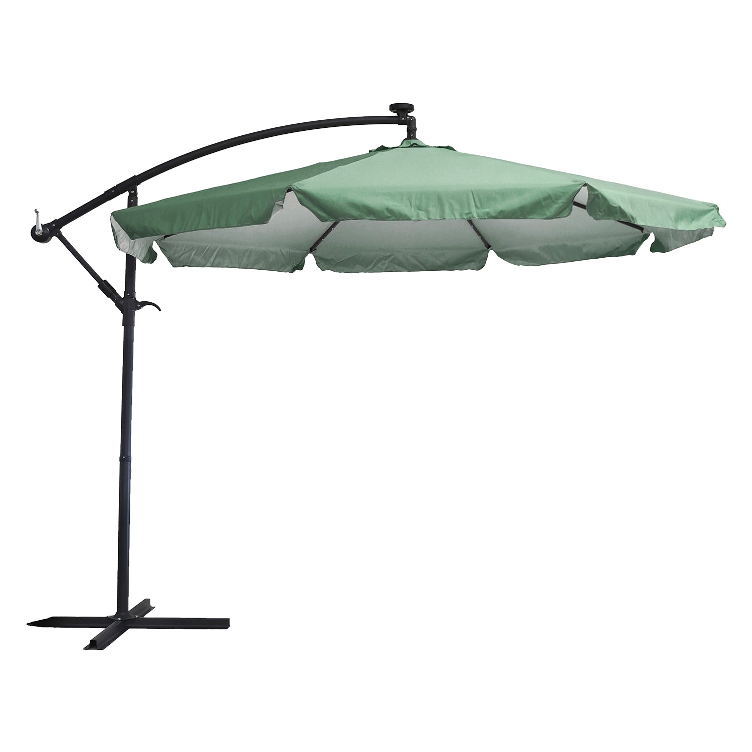 VESTIAMO CASA GIARDINO - Ombrellone da giardino Decentrato con 32 LED e Pannello Solare Verde diametro 3 metri