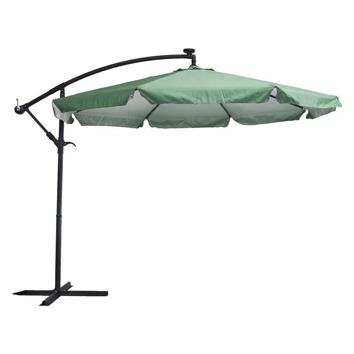 VESTIAMO CASA GIARDINO - Ombrellone da giardino Decentrato con 32 LED e Pannello Solare Verde diametro 3 metri