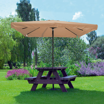 Ombrellone Da Giardino Tobeos 2,7 M A Tre Livelli, Inclinazione Automatica, Manovella, 8 Stecche, Per Terrazzo E Piscina