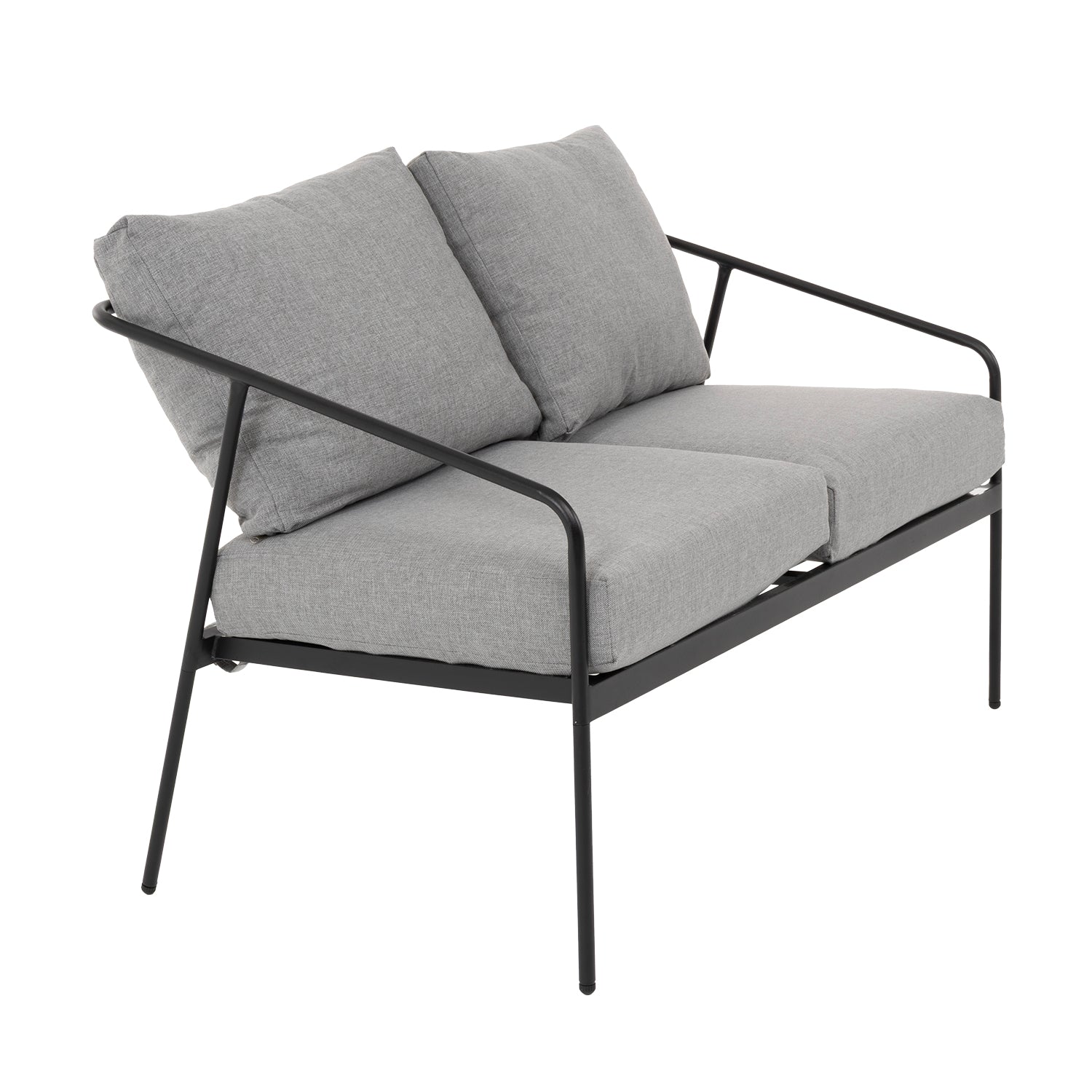 VESTIAMO CASA GIARDINO - Set da giardino 5 pezzi struttura in acciaio e top tavolini in metallo con cuscini Grigio Scuro
