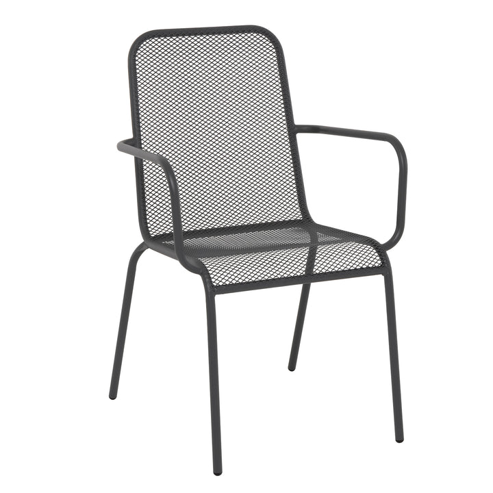 VESTIAMO CASA GIARDINO - Sedia da giardino in acciaio Antracite - h85,5x53,5x56,5 cm